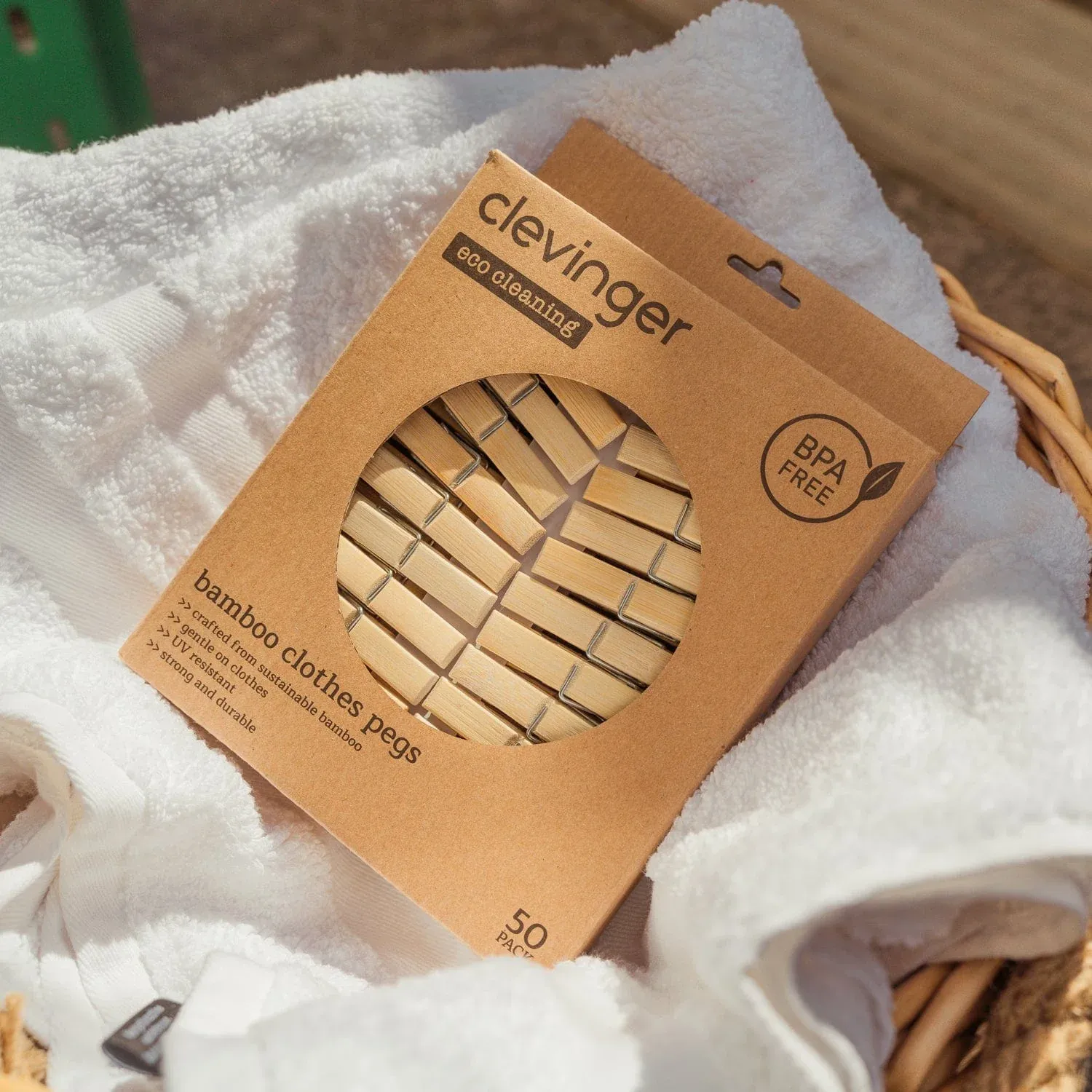50 Pcs Eco Bamboo Clothes Pegs — image 3