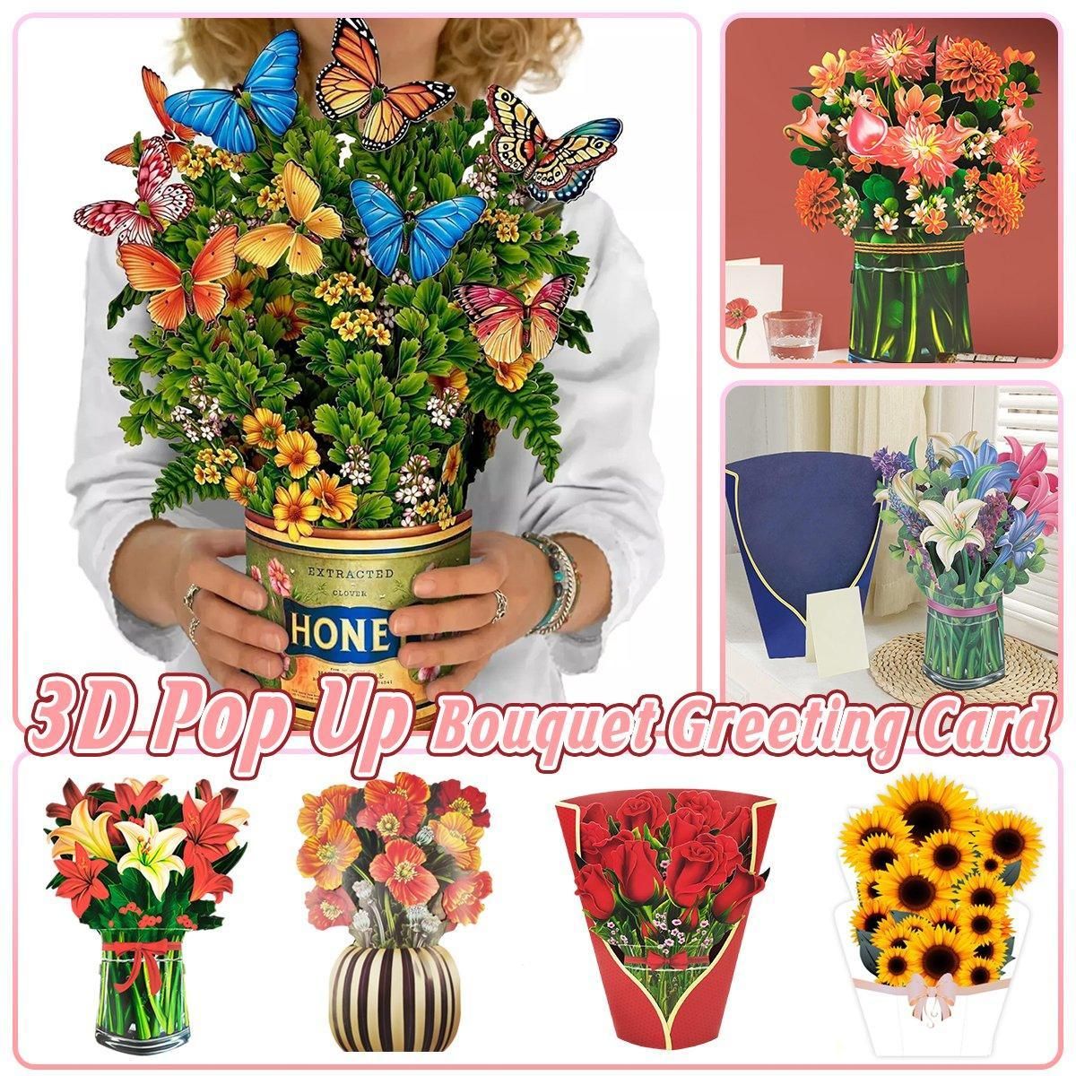 New Style 3D Pop Up Cards Paper Flower Bouquet Greeting Card for All Occasions - Poppy โ image 2