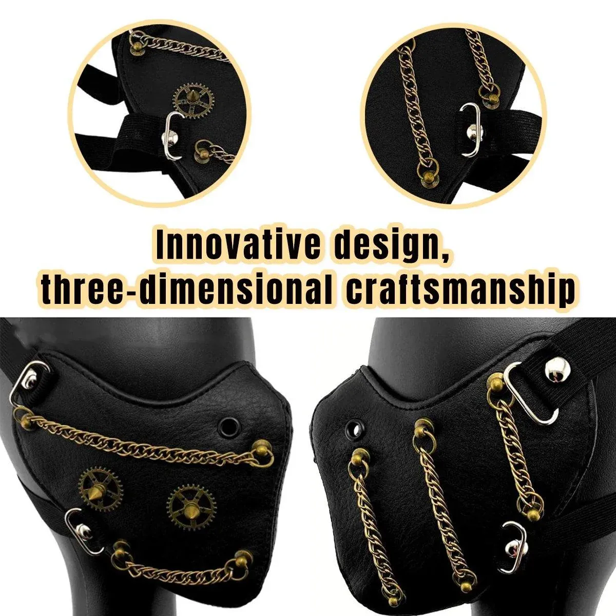 Punk Style Chain Mask Gothic Party Face Cover Cosplay Accessory for Men Women โ image 4