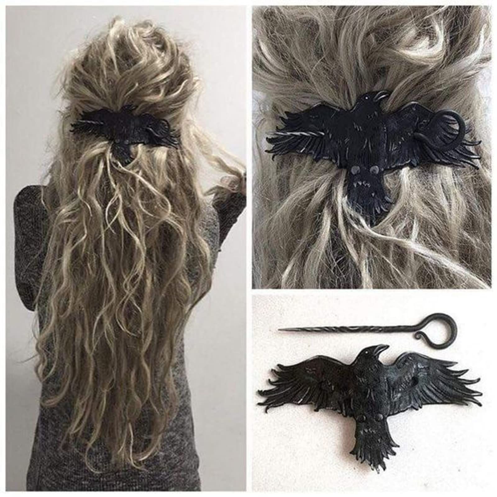 Creative Raven Hair Clip, Metal Crow Hair Clips, Chic Mysterious Raven Hairpin Gothic Hair Accessory for Women Girl โ image 2