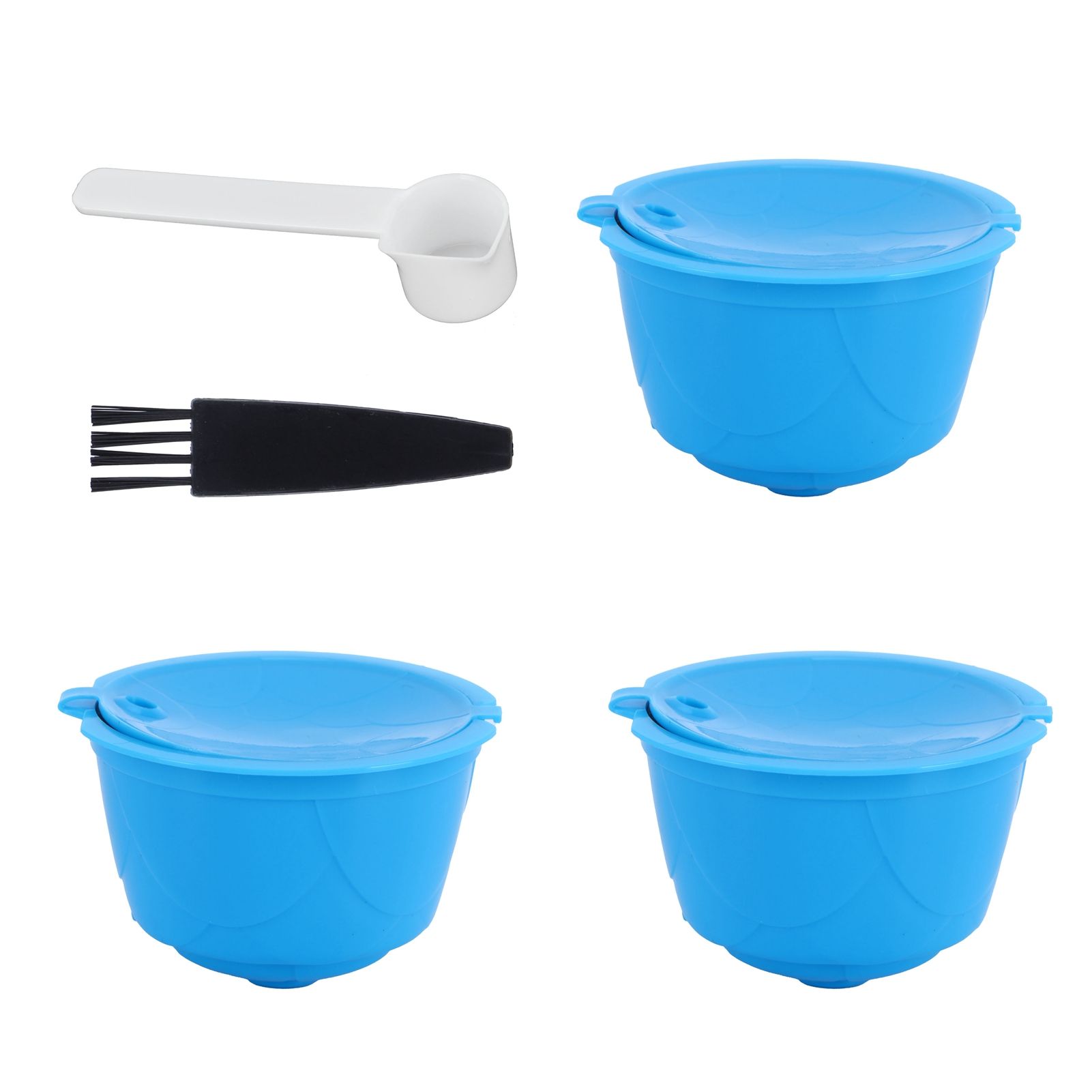 Refillable Coffee Capsule Filter Cup Kit Accessories for DOLCE GUSTO Coffee Machine(Blue 3 Capsules1 Spoon 1 Brush) — image 3