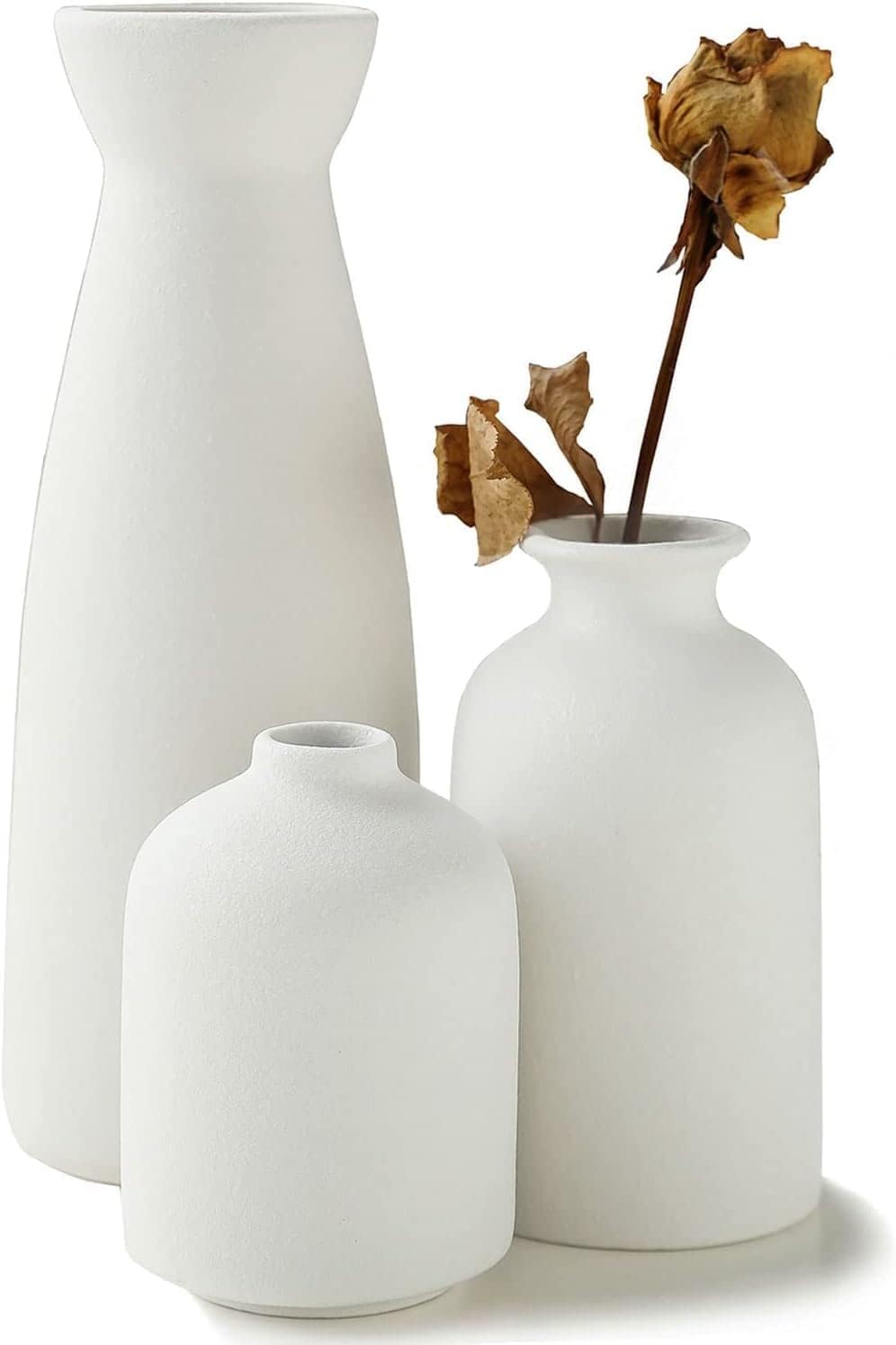 Ceramic Set of 3 Modern White Vases for Home D cor