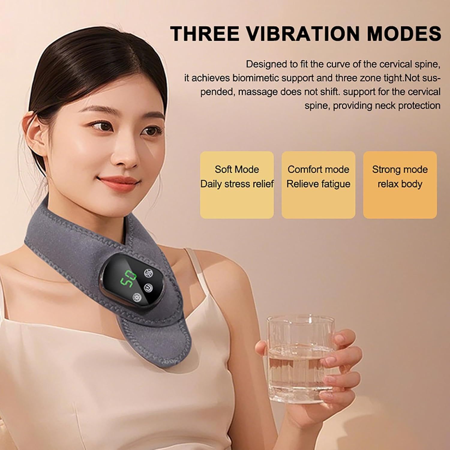 Cordless Neck Heating Pad with Massage, Neck Massager with Heat, Neck Heating Pad for Pain Electric, Heated Neck Brace Wrap Soreness Stiffness Pain Relief — image 3