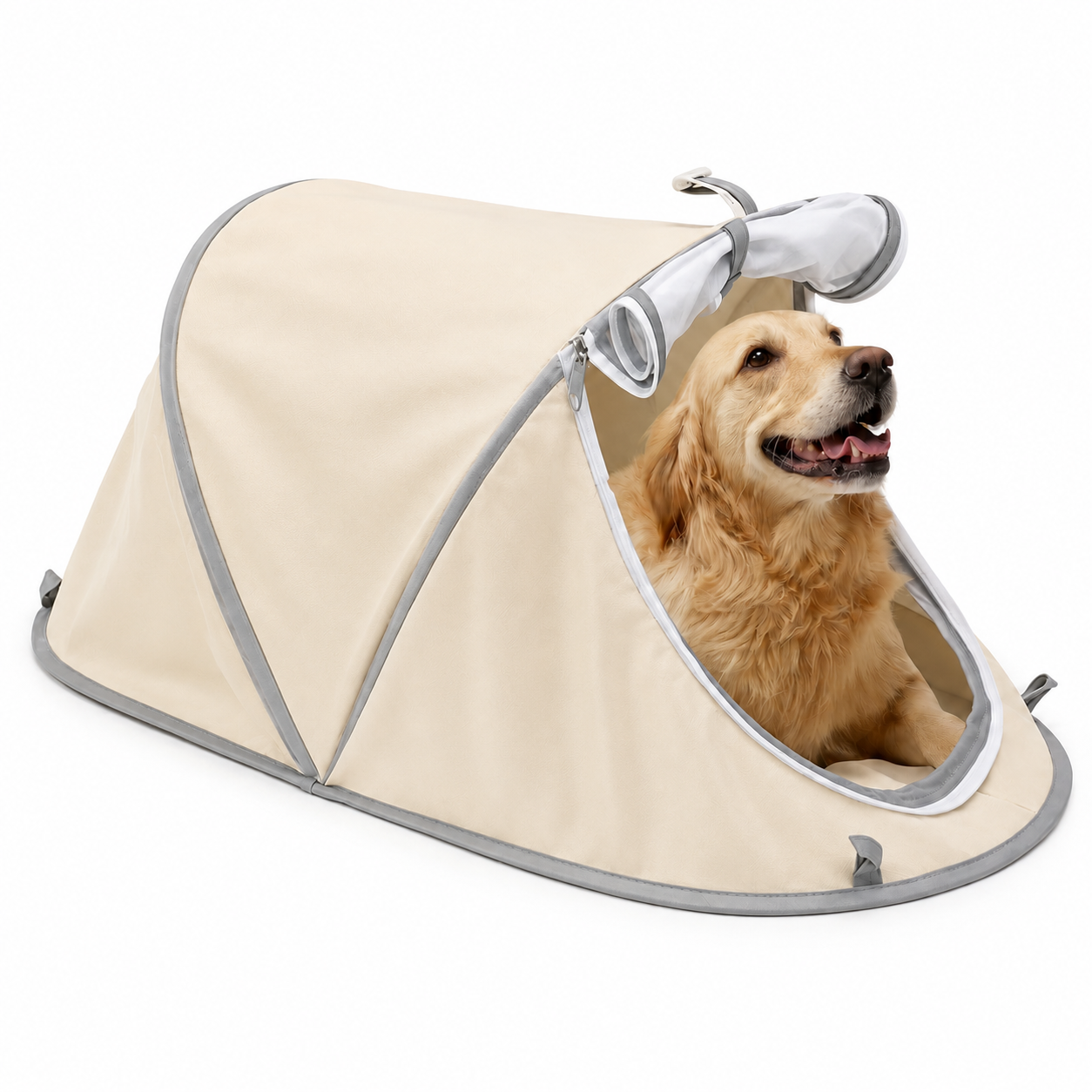 Foldable Portable Pet Tent – Breathable Oxford Fabric Puppy & Kitten House for Indoor Rest and Outdoor Camping, Equipped with Mesh Door and Ground Stakes for
