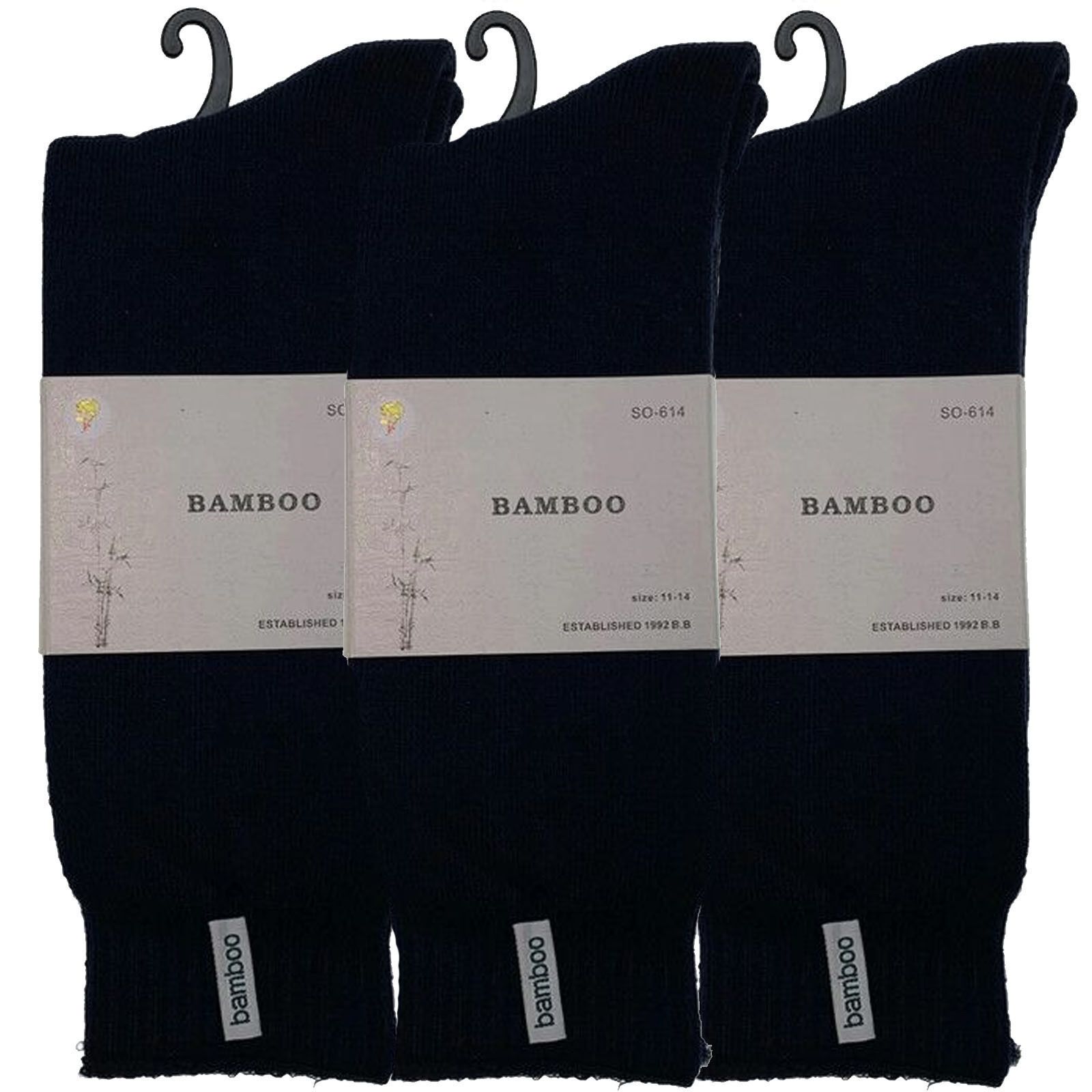 3 Pairs PREMIUM BAMBOO SOCKS Mens Heavy Duty Thick Work Socks BULK Cushion - Navy Blue — image 2