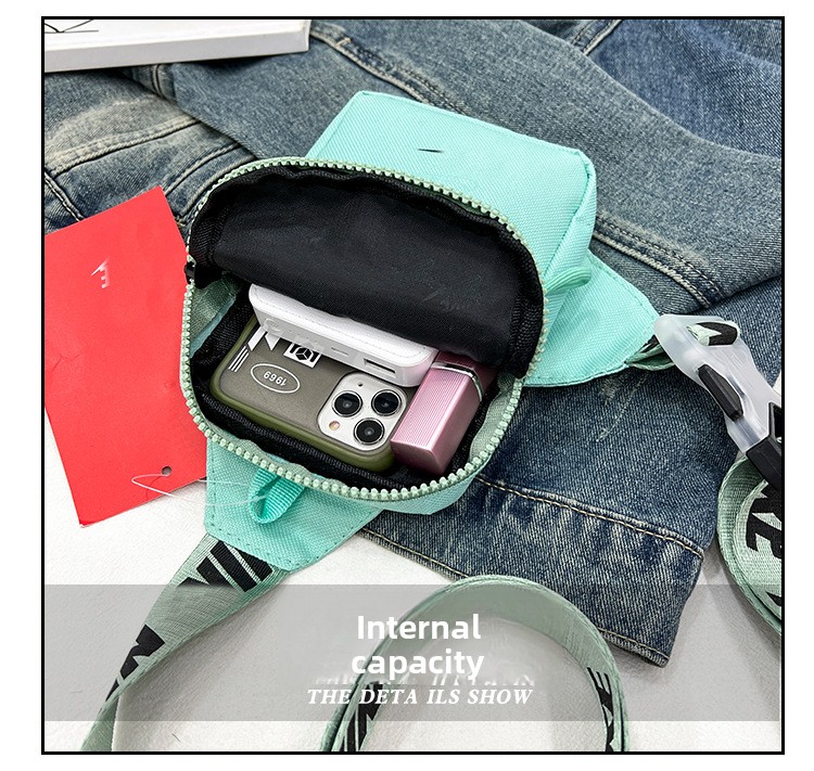 Unisex Mini Nylon Crossbody Sling Bag Chest Pouch Adjustable Wide Strap Lightweight Blue for Travel Sports & Festivals — image 3