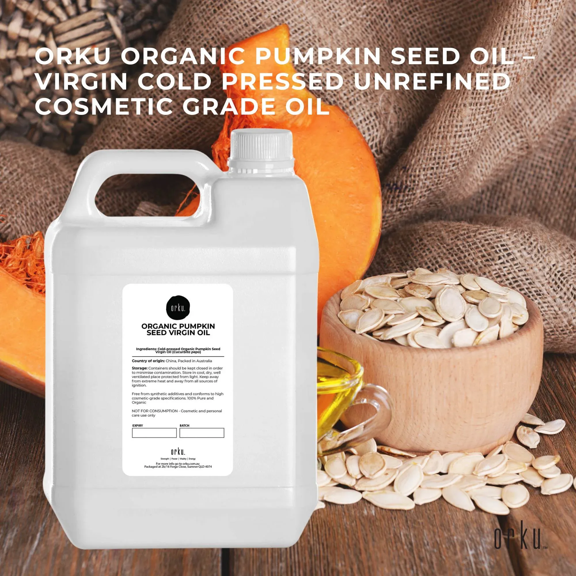 Orku 5L Organic Pumpkin Seed Virgin Oil Cold Pressed Cosmetic Grade β image 2
