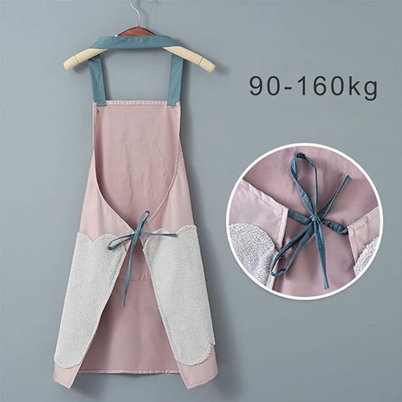 Women Kitchen Apron with Hand Wipe Pockets,Hand-wiping, Waterproof for Cooking Baking waterproof and oil-proof, easy to clean — image 4