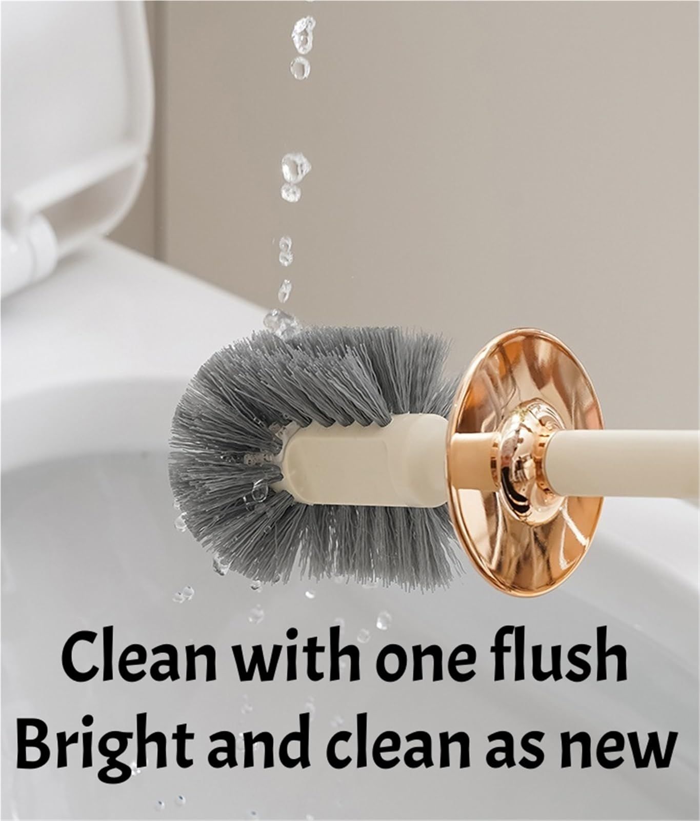 Toilet Brush with Holder Silver, Modern Toilet Bowl Cleaner Set with Sturdy Base and Deep Cleaning Bristles — image 6