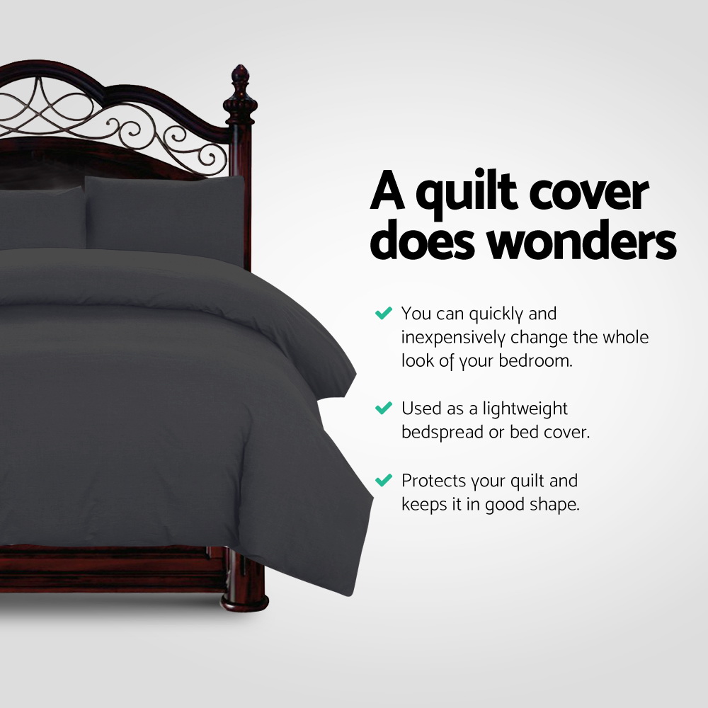 Giselle Bedding Quilt Cover Set Classic Black Super King — image 3