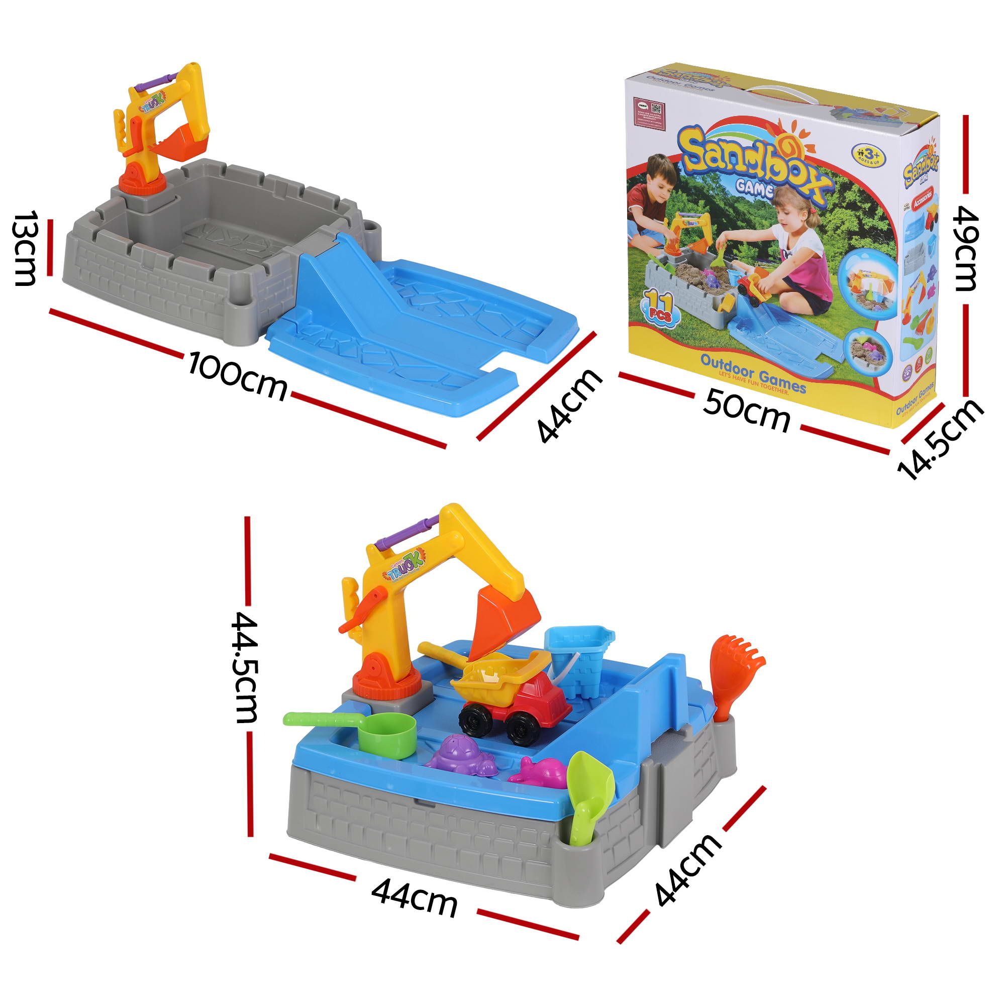 Keezi 2-in-1 Kids Sandpit Water Table Working Excavator Digger Sensory Play Toys โ image 2