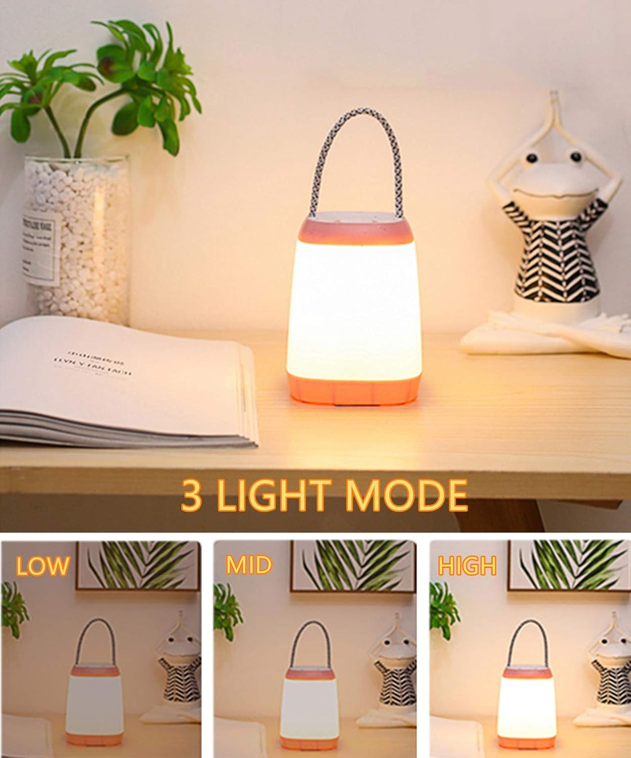 Night Light for Kids, USB Rechargeable Nursery Lamp Portable Camping Lantern with 3 Light Modes for Camping,Emergency,Bedroom,Indoor and Outdoor(Pink, 1 Pack) — image 2