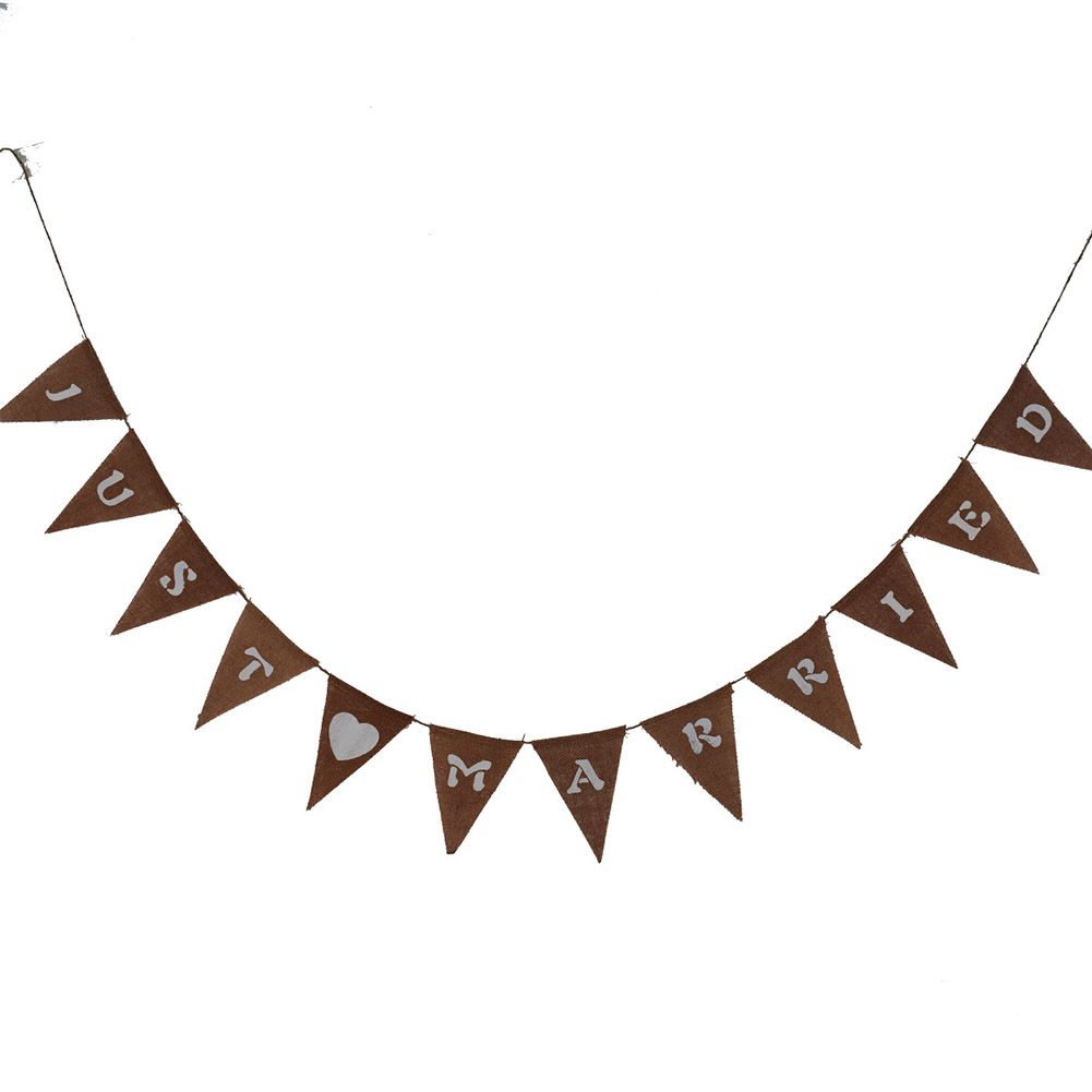 Burlap Triangle Banner Hanging Flags for Party Wedding Bridal Proposal Decoration 02 — image 2