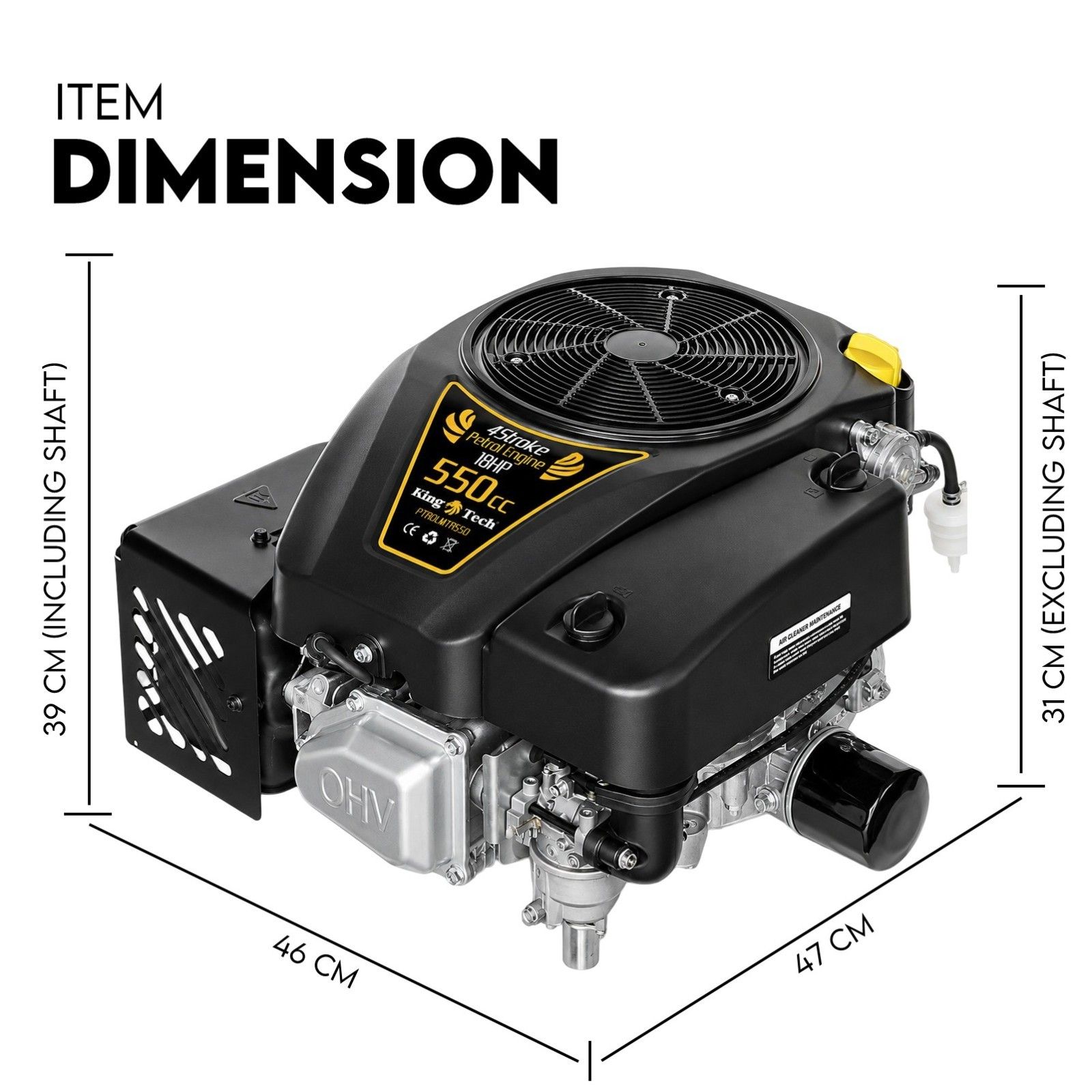 18HP Vertical Shaft Lawn Mower Engine Petrol Motor 4 Stroke OHV Ride On — image 5
