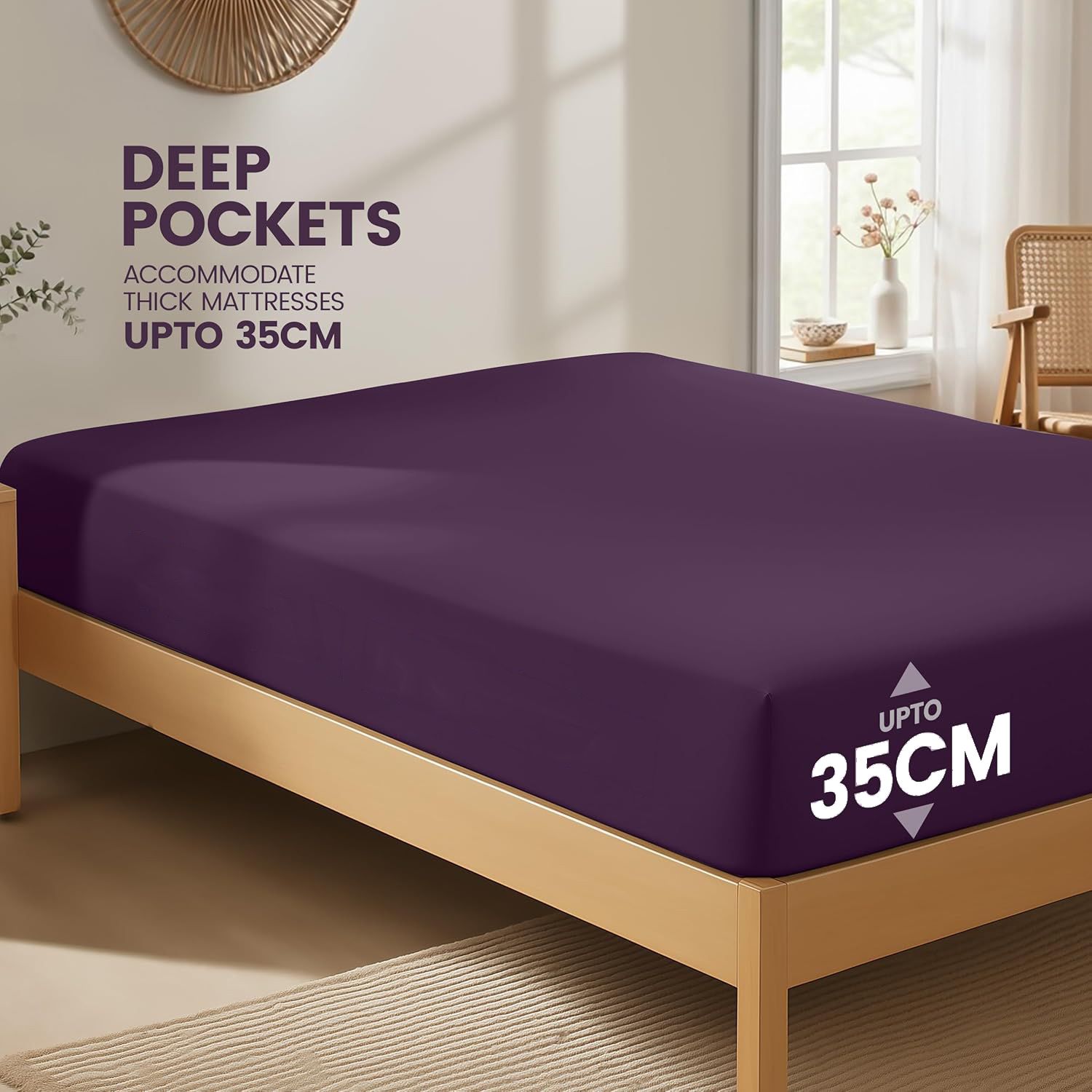 Hotel Quality Fitted Sheet - 1 Piece Fitted Sheet -Breathable Bedding - Wrinkle, Fade, Stain Resistant- 16inch/40cm Deep Pocket Fitted Bed — image 2