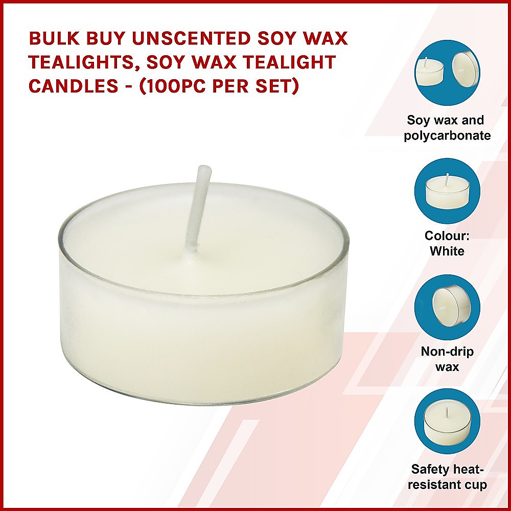 Bulk Buy Unscented SOY WAX Tealights, Soy Wax Tealight Candles - (100pc per set) โ image 3