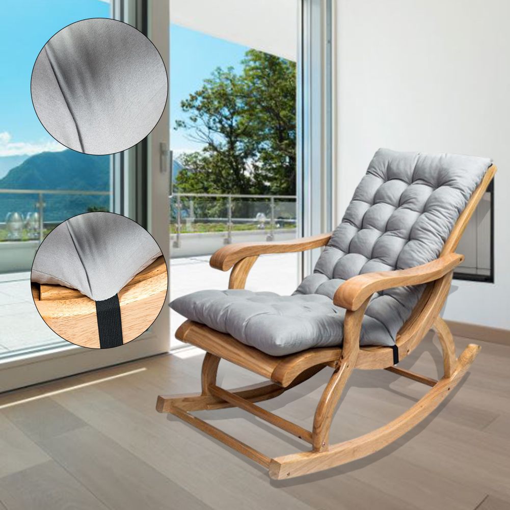 Suede Sun Lounger Chair Cushions Non Slip Rocking Chair Cushion Garden Recliner Quilted Thick Padded Seat Cushion with Ties — image 4