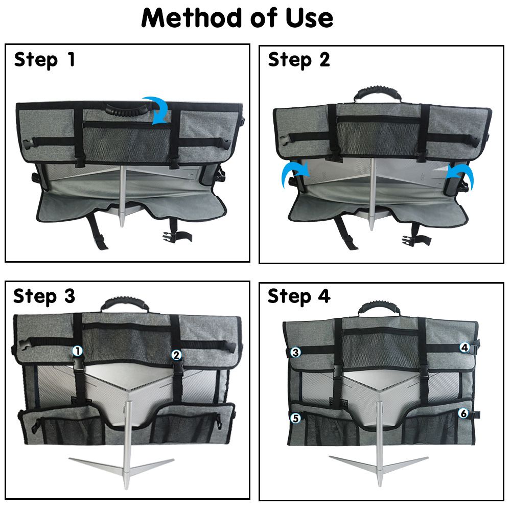 27 Inch Monitor Carrying Case, Universal 27" Computer Monitor Bag with Rubber Handle and Pockets, Gray โ image 5
