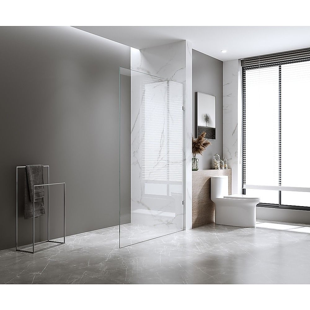120x210cm Glass Shower Screen with Black F-Brackets