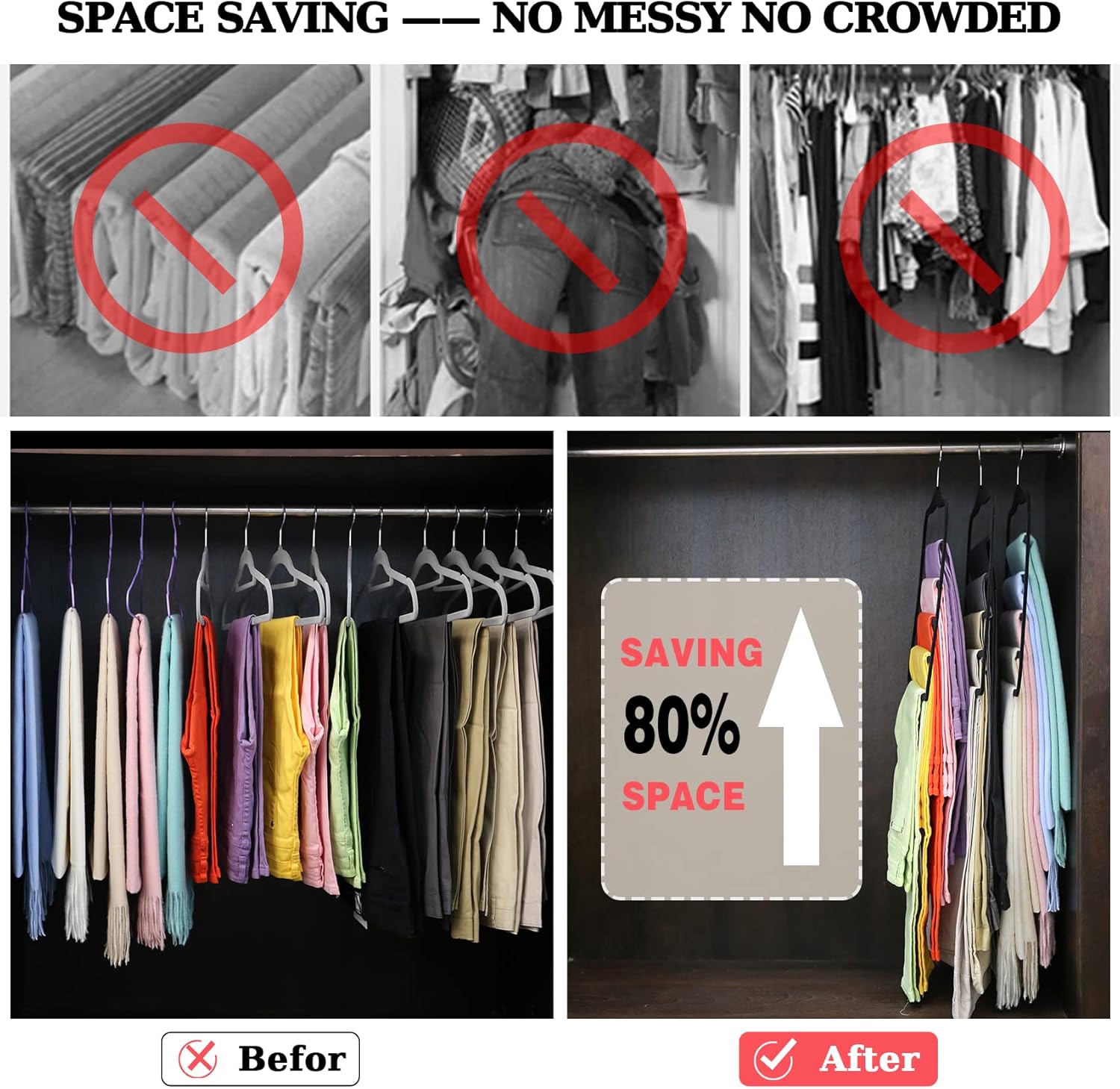 Closet Organizers and Storage,3 Pack Velvet Pants-Hangers-Space-Saving,Non Silp 5 Tier Scarf Jeans Organizer,Dorm Room Essentials for College Students Girls — image 4