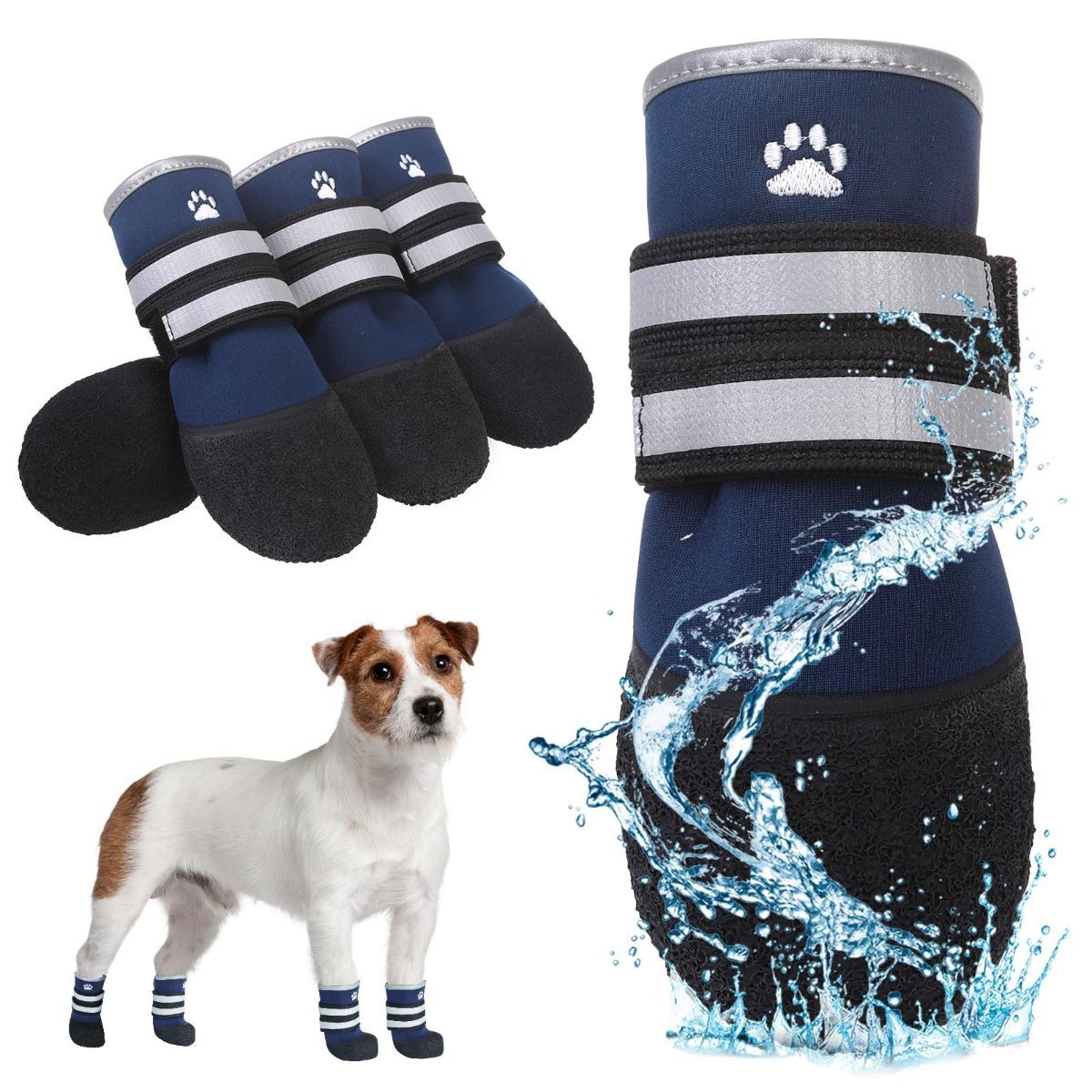 Dog Shoes for hot/Cold Pavement, Waterproof Dog Booties to Prevent Licking for Small Medium Large Size Dogs, Anti-Slip Dogs Boots & Paw Protectors Socks for
