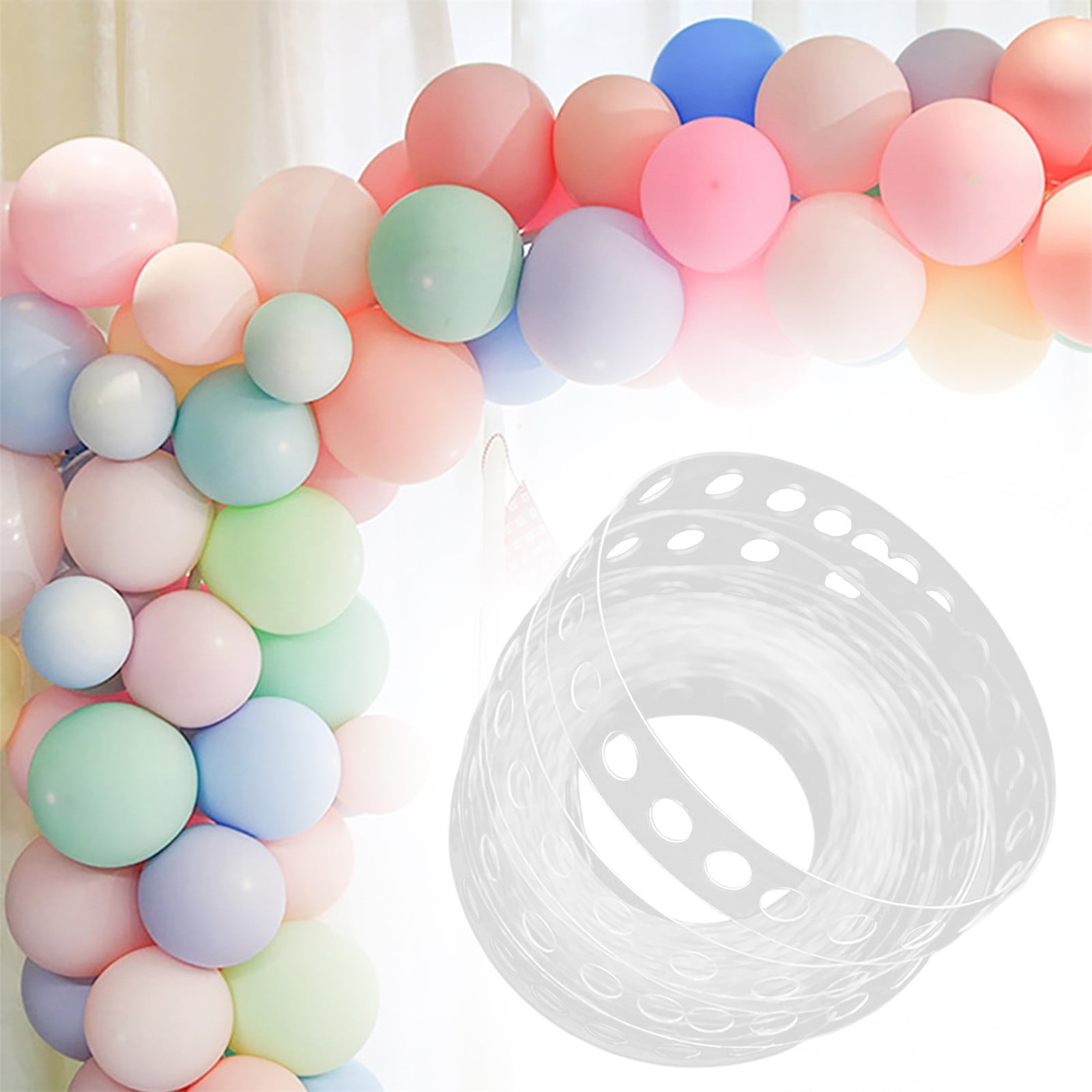 Adhesive Tape Handmade Tape 5M Transparent Flexible Plastic Balloon Tape Strips for Birthday 110 Holes Balloon String with Hole Design for Easy Balloon Fixing — image 2