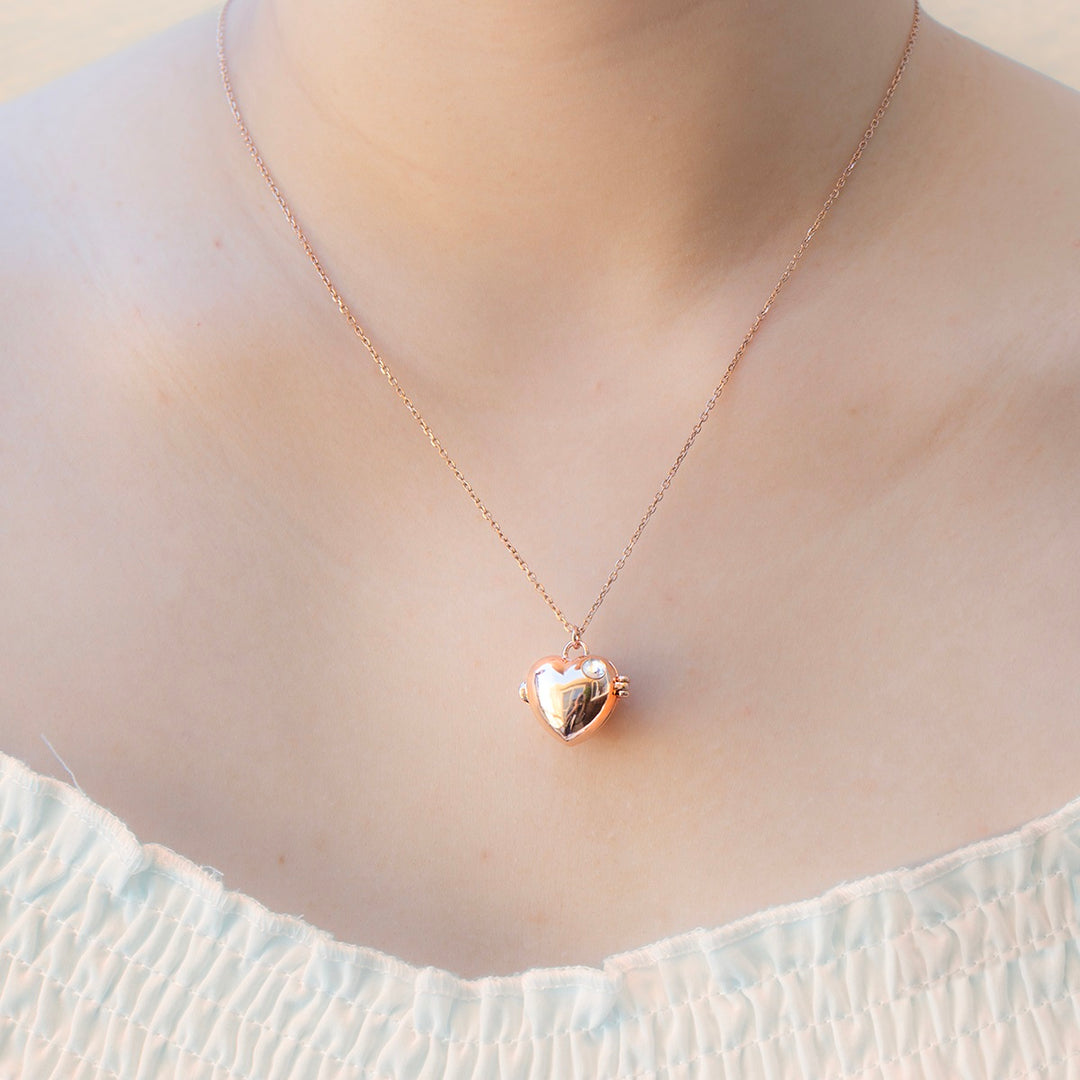 Gift Box - Love Heart Rose Gold Aroma Necklace + Purify Oil Blend — image 3
