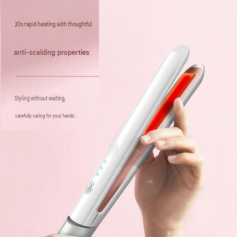 Green Cordless Mini Hair Straightener and Curler and Heat Resistant Silicone Storage Mat - 3 Temperature Settings, Travel Friendly, Alloy Heating — image 5