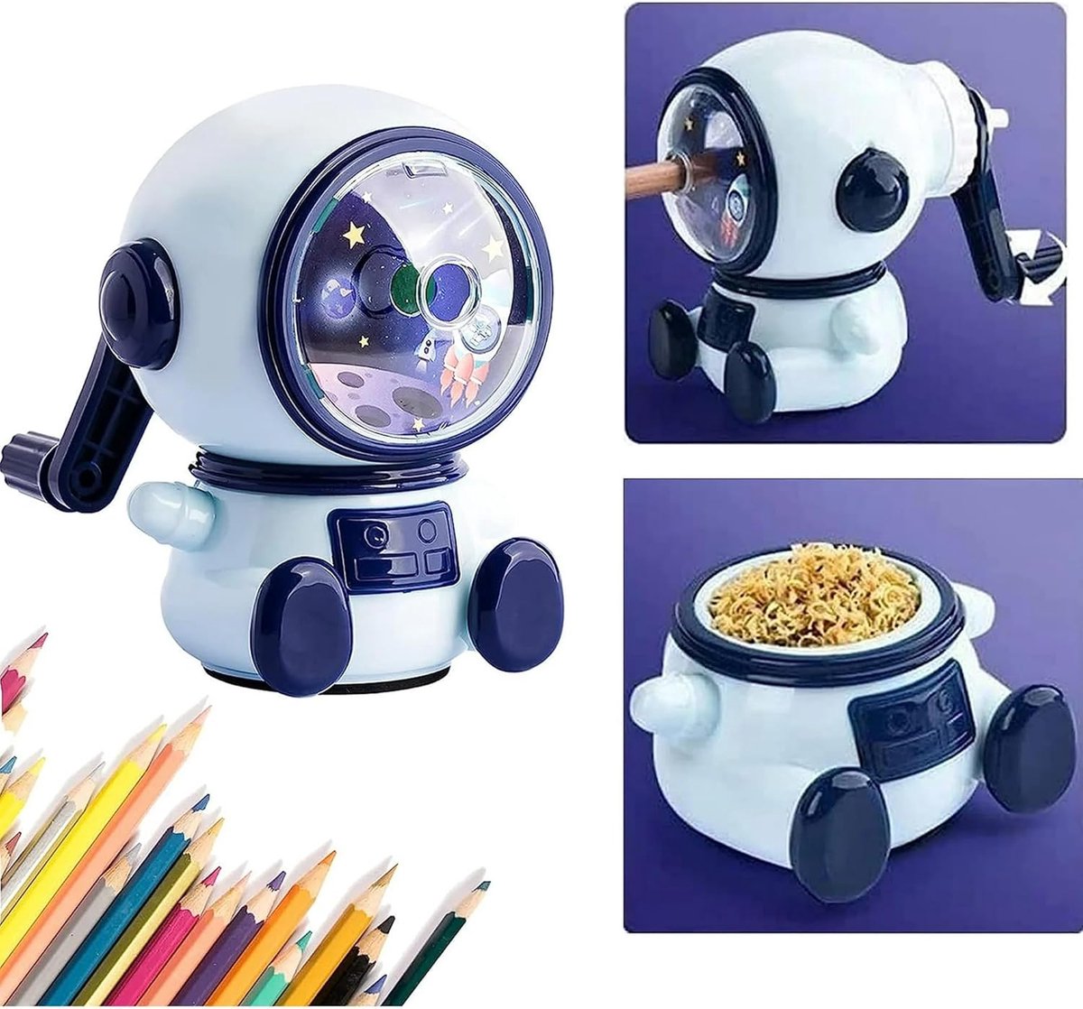 Manual pencil sharpener - Cute child-style stationery with a space theme - durable - easy to use - suitable for school, office, and home — image 5