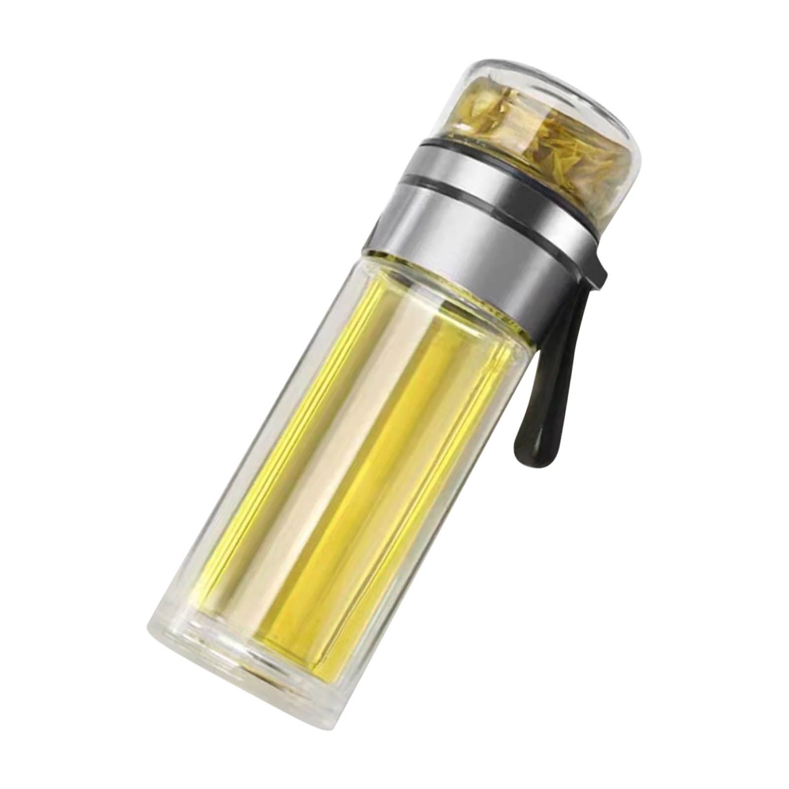 Glass Transparent Tea Bottle Portable Tea Water Bottle Tea and Water Separation Bottle Steel Color — image 4