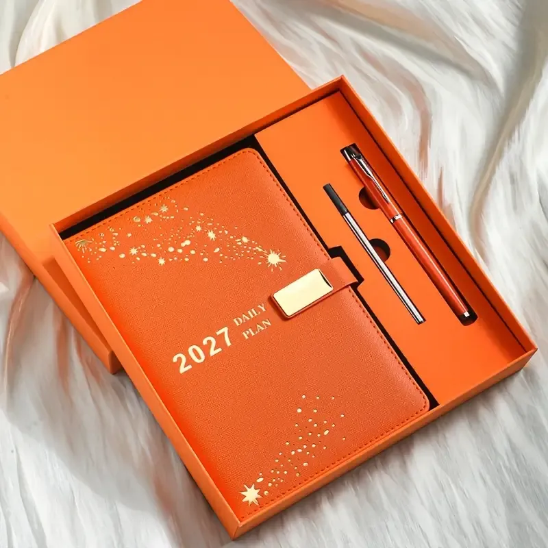 2027 Hardcover Daily Planner: Textured Faux Leather Cover, Smooth Eye-Friendly Thick Paper, Gift Box Set for Work or Gifting./pale green — image 3