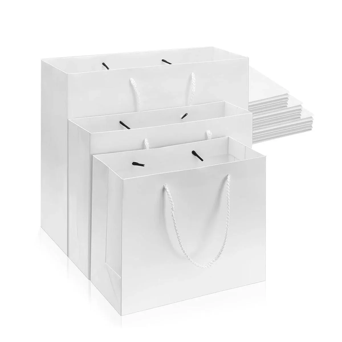 50PCS Kraft Paper Gift Bags Custom Blank Shopping Handbags for Garment Packaging - 13x19x6cm — image 3
