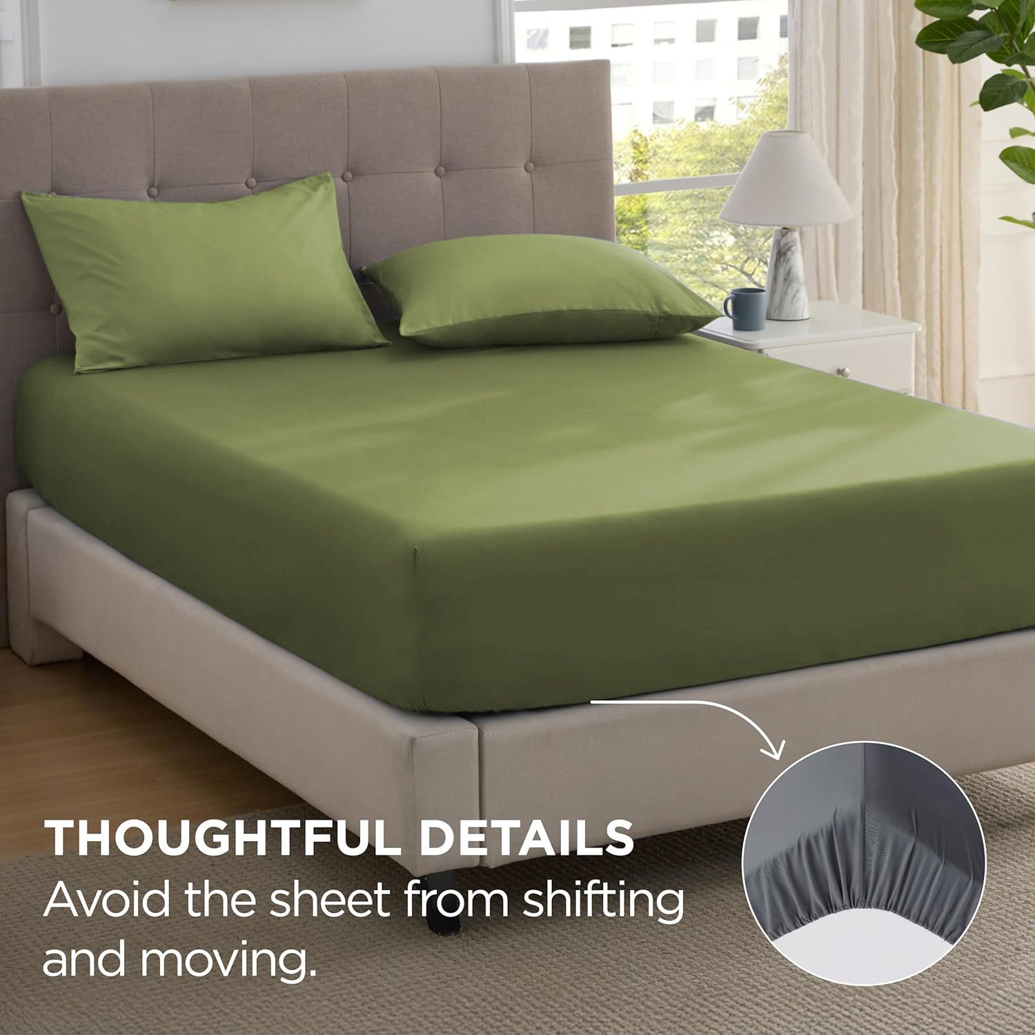2000TC Hotel Quality Fitted Sheets - 2 Piece Fitted Sheets -Breathable Bedding - Wrinkle, Fade, Stain Resistant- 16inch/40cm Deep Pocket Fitted Bed — image 4