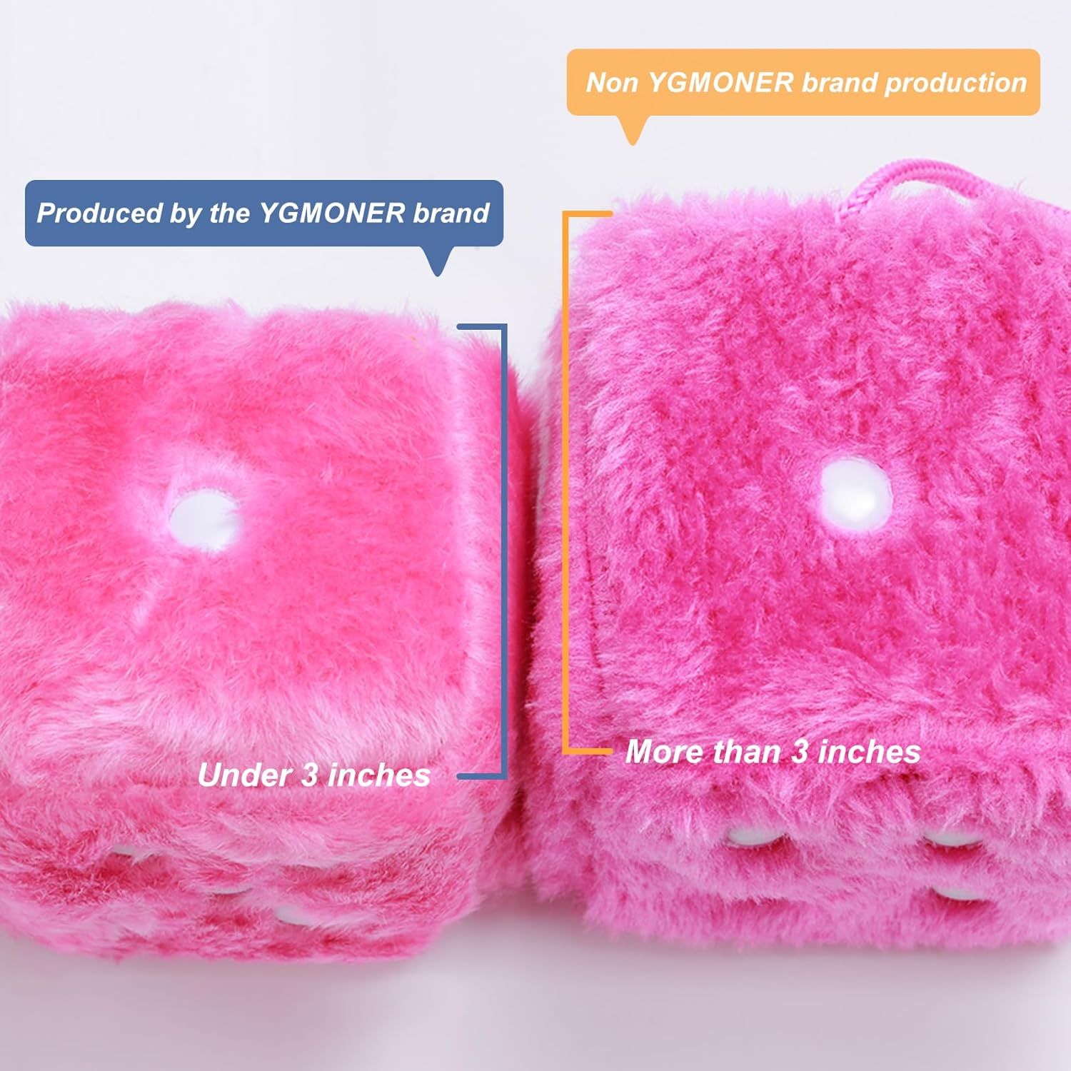 Compatible Pair of 2.75" Fuzzy Dice with Leather Dots Retro Car Rearview Mirror Hanging Accessories for Car Decoration (Pink)_qcx, Made of Fabric โ image 2