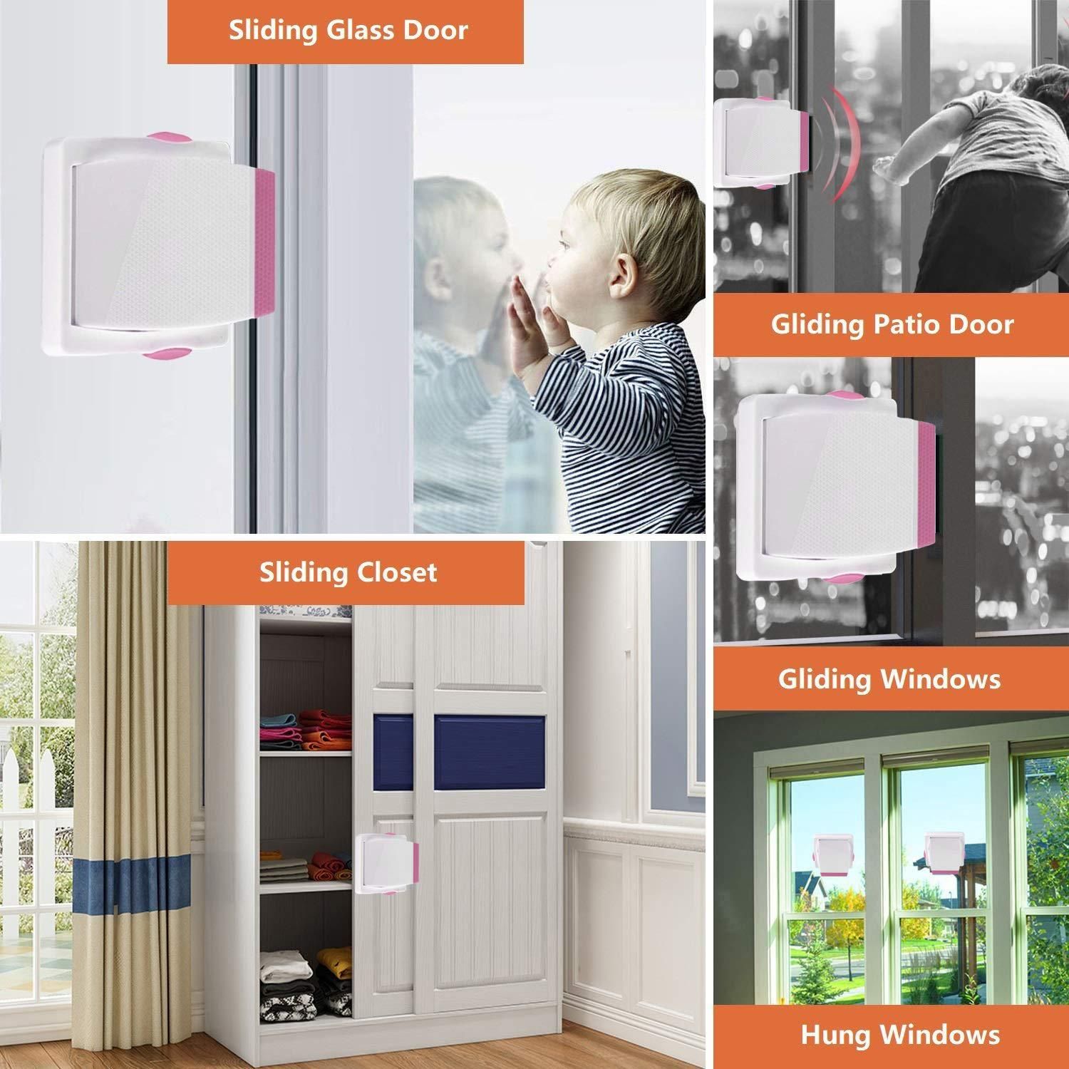 Sliding Door Lock, 4 Pack Child Safety Sliding Glass Door Lock for Sliding Glass Doors, Sliding Windows, Sliding Closet, etc. Easy to Installation Provides โ image 4