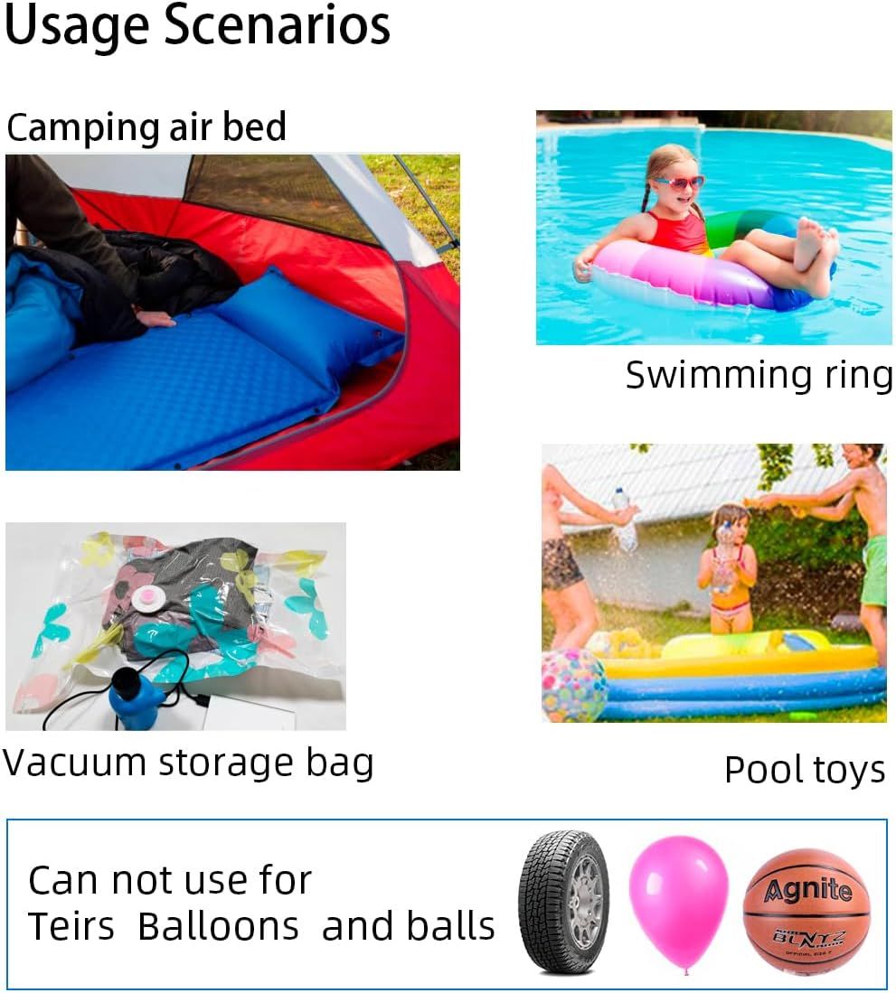 Mini Air Pump for Pool Floats - Portable Pump for Air Bed Air Cushion Air Mattress Swimming Ring, Vacuum Storage Bags - White — image 3