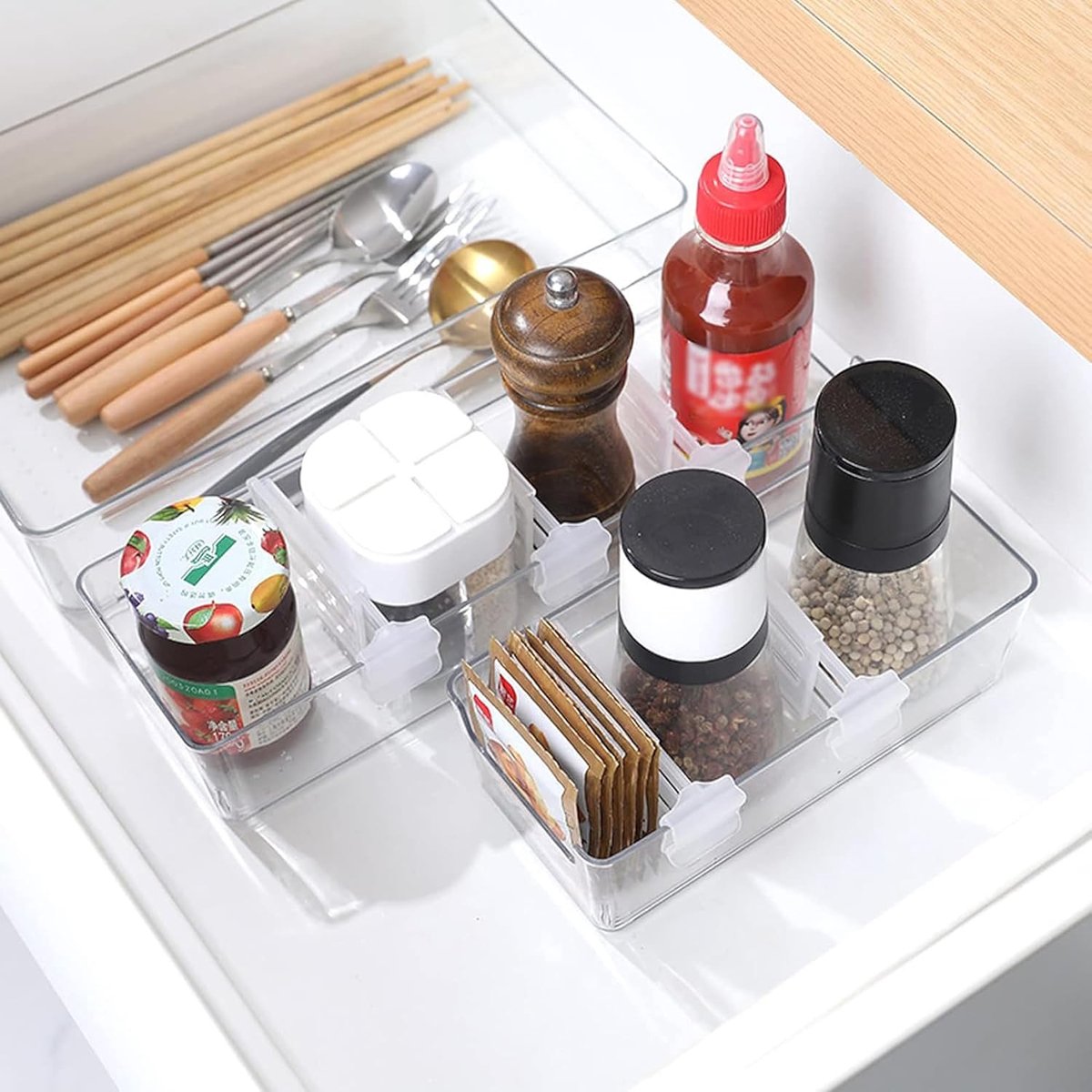 Refrigerator Dividers - 8 Pieces - Drawer Organizer System - Dividers - Side Door Spice Storage Shelf - Drawer Divider - Drawer Organizer - Clip-on Shelf — image 4