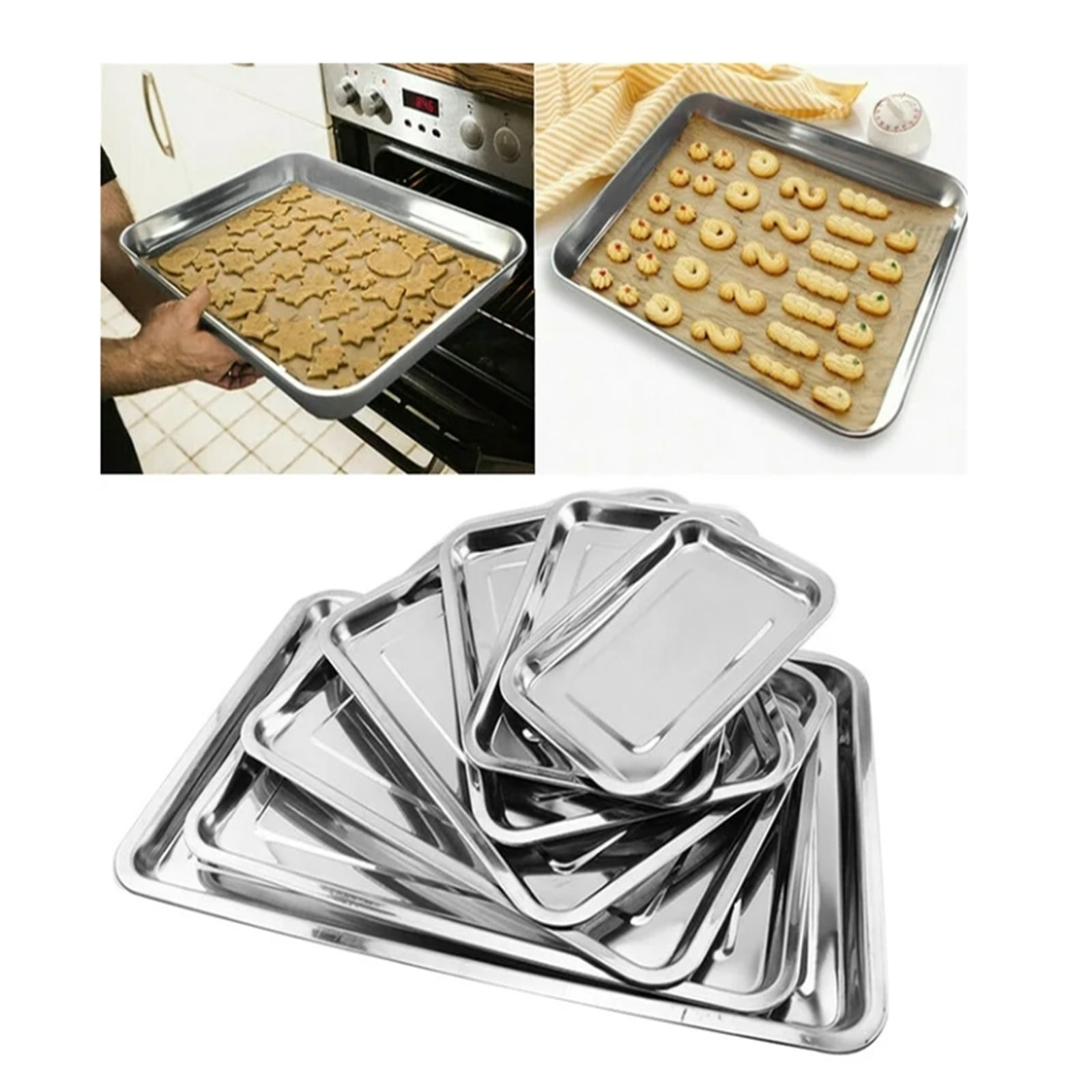 1 Piece Toaster Oven Pans For Baking, Baking Sheets Cookie Sheet Pans, Small Replacement Trays For Toaster, Small, Silver, 32 x 22 x 4.8 cm โ image 5