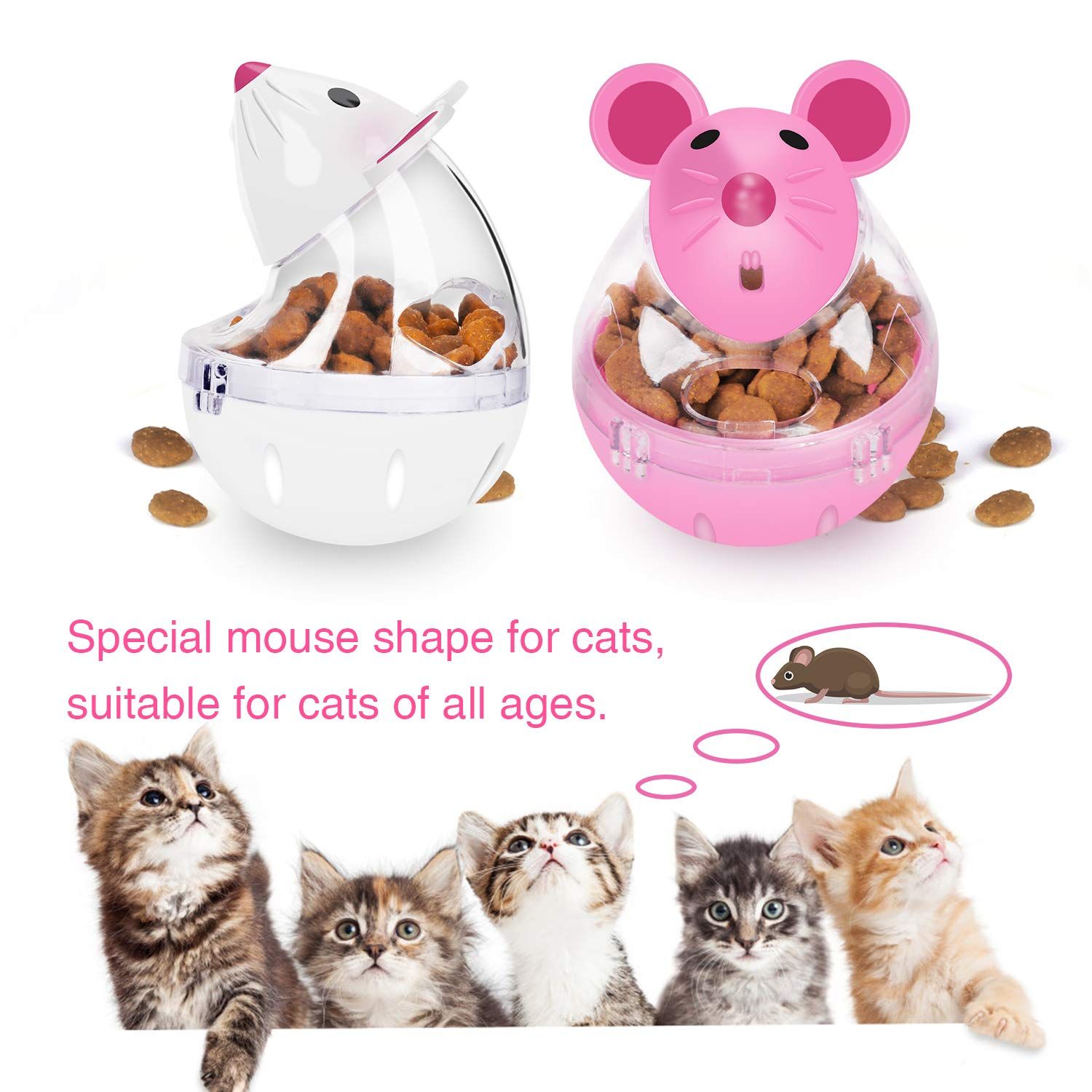 2 pcs Cat Food Ball Slow Feed Mice Tumbler Shaped Pet Treat Ball Cat Food Toy Ball Pet Food Ball Cat Feeder โ image 3
