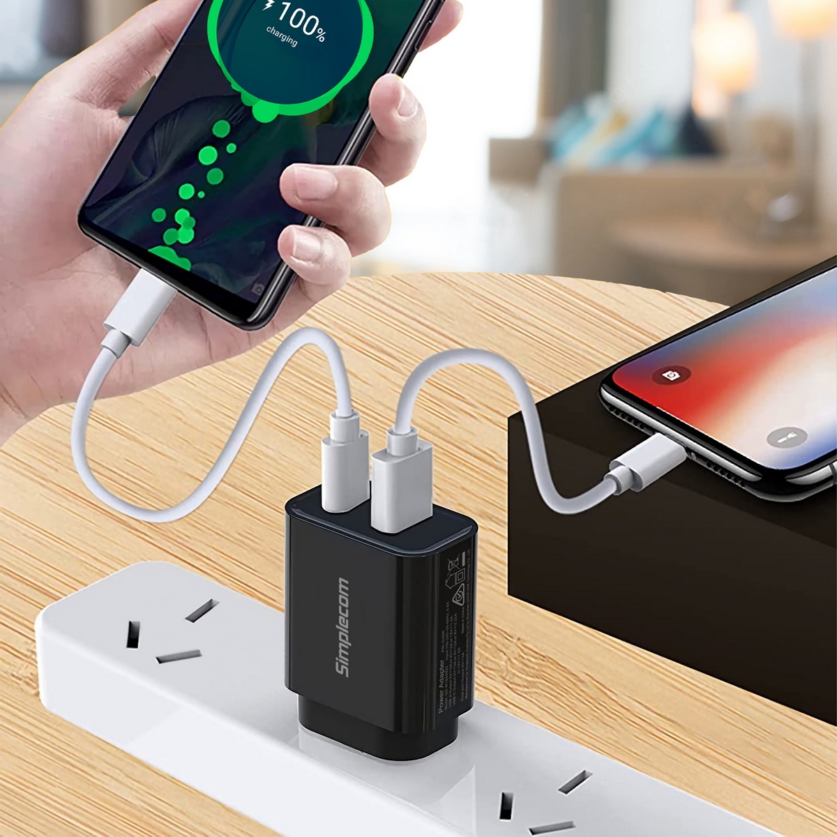 Simplecom CU220 Dual Port PD 20W Fast Wall Charger USB-C + USB-A for Phone Tablet โ image 5