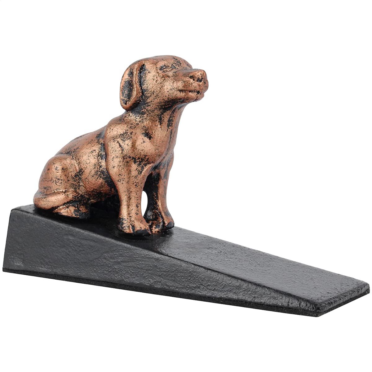 Heavy Duty Cast Iron Cute Dog Door Stops | Decorative Cute Animal Statue Metal Door Stopper Wedge, with Non-Slip Mat for Home