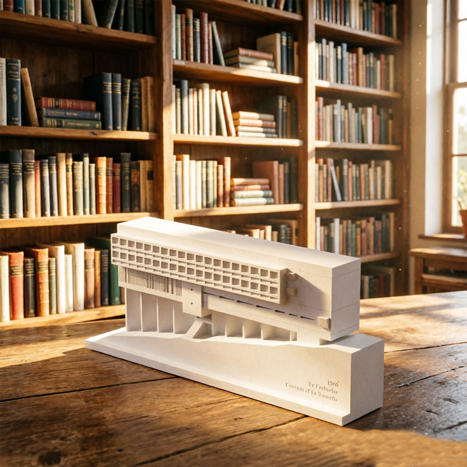 La Tourette Convent Concrete Architectural Model Modernist Masterpiece Replica for Desk Decor & Collectors（White） — image 4