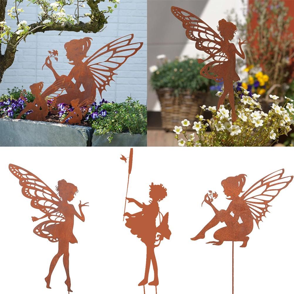 Decorative Garden Stakes Fairy Silhouette Metal Yard Stakes Arts Outdoor Garden Decor Spring Decor — image 5