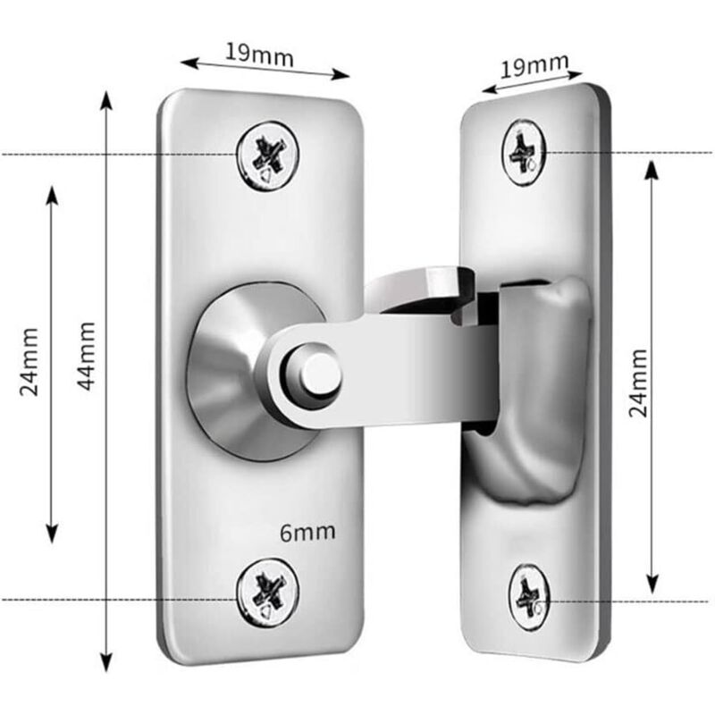 90 Degree Right Angle Stainless Steel Door Lock, Used For Wooden Fences, Doors And Windows, Sliding Doors (Silver) โ image 2
