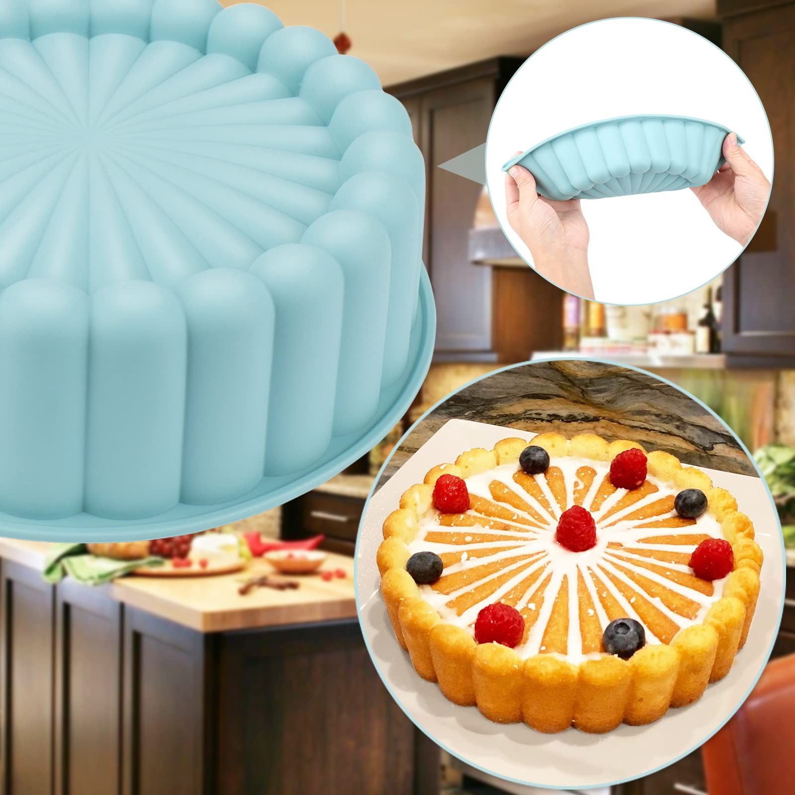 Cake Pan Silicone, Nonstick, 8 inch Round Cake Molds for Baking reusable and durable which is guard your family’s health — image 2