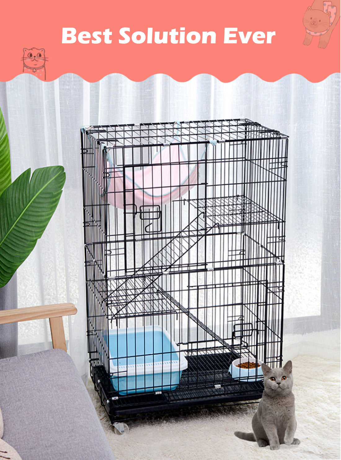 3 Level Rabbit Bird Cage Ferret Parrot Aviary Cat Rat Aviary Budgie Hamster Pet Cages Castor XL โ image 2
