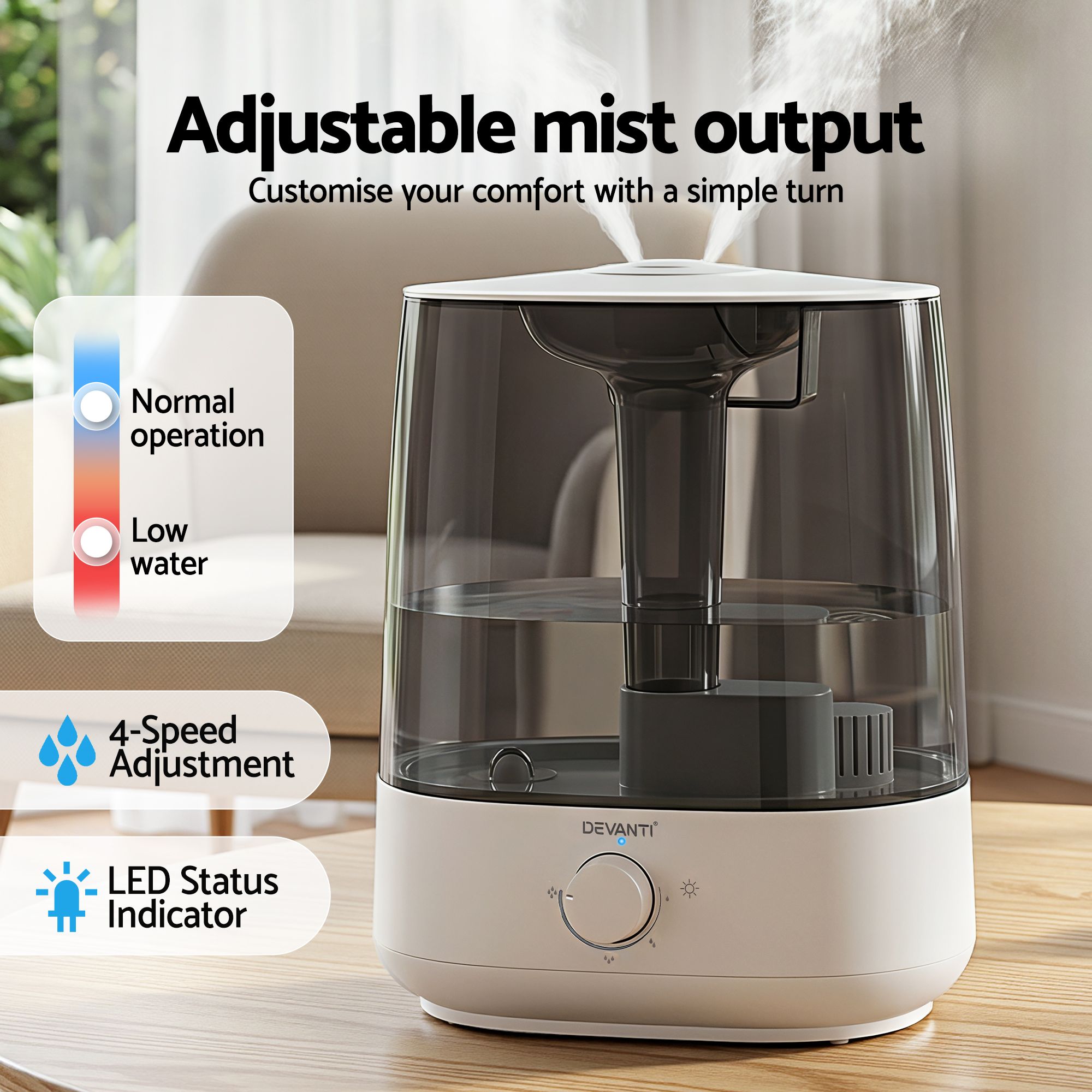 Devanti Ultrasonic Humidifier Aroma Diffuser Top Fill Quiet Bedroom 6L โ image 5