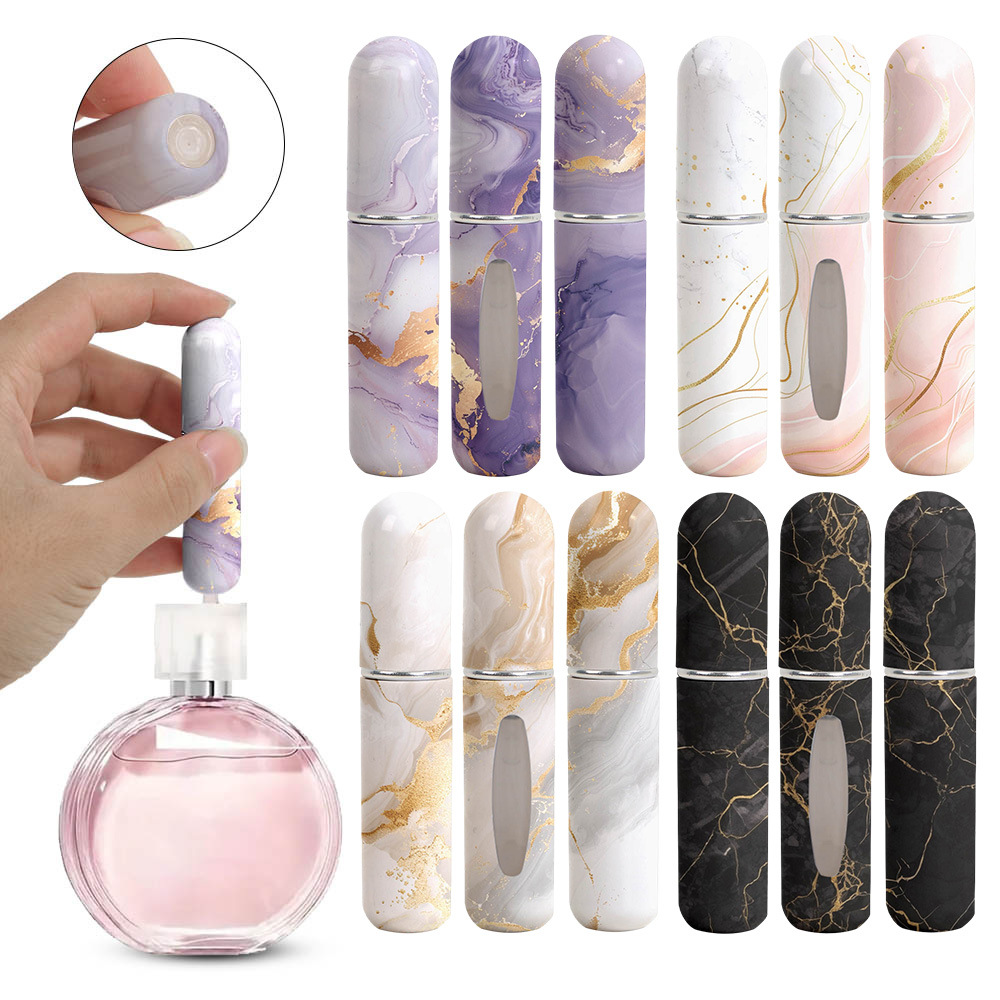 Black Chic Marble Travel Perfume Atomizer Set (3-Pack) - 5ml Leakproof Bottom-Fill Spray Bottles — image 2