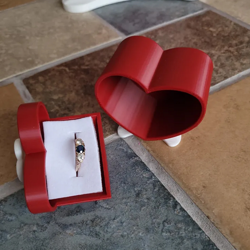 Mini Size Cute Heart-Shaped Jewelry Box (Single Drawer) Red and White — image 3