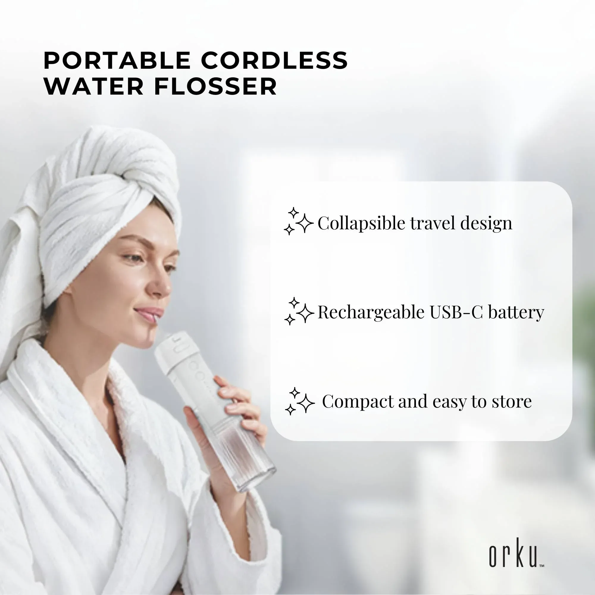 Orku Mini Water Flosser Rechargeable Portable Travel Oral Irrigator White โ image 3